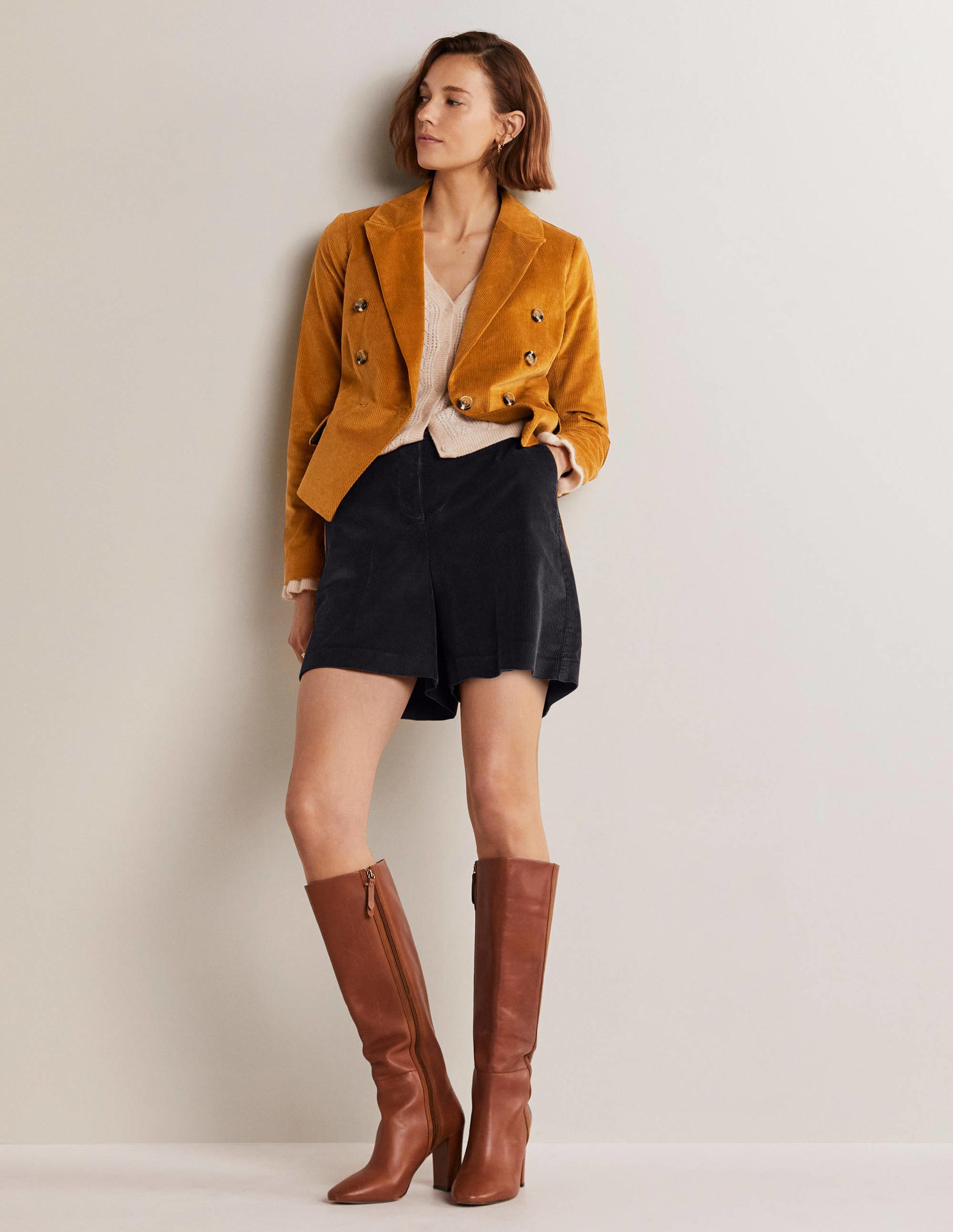 Double Breasted Cord Blazer-Gingerbread - Image 5