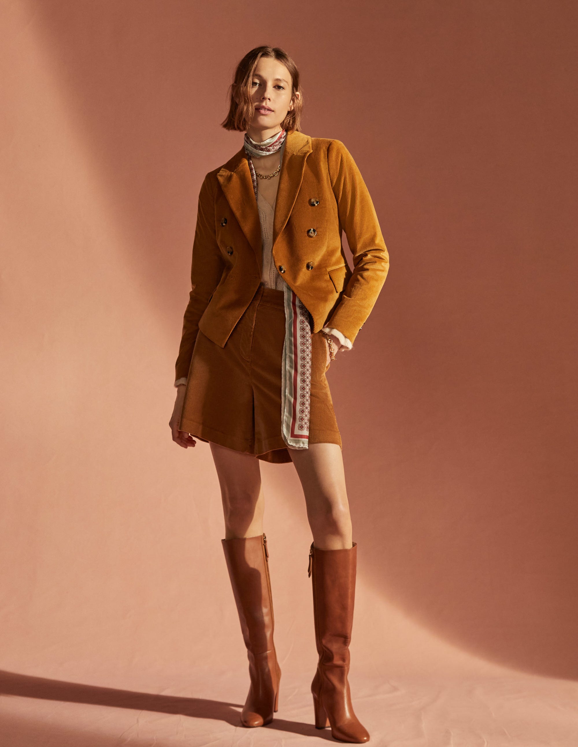 Double Breasted Cord Blazer-Gingerbread - Image 6