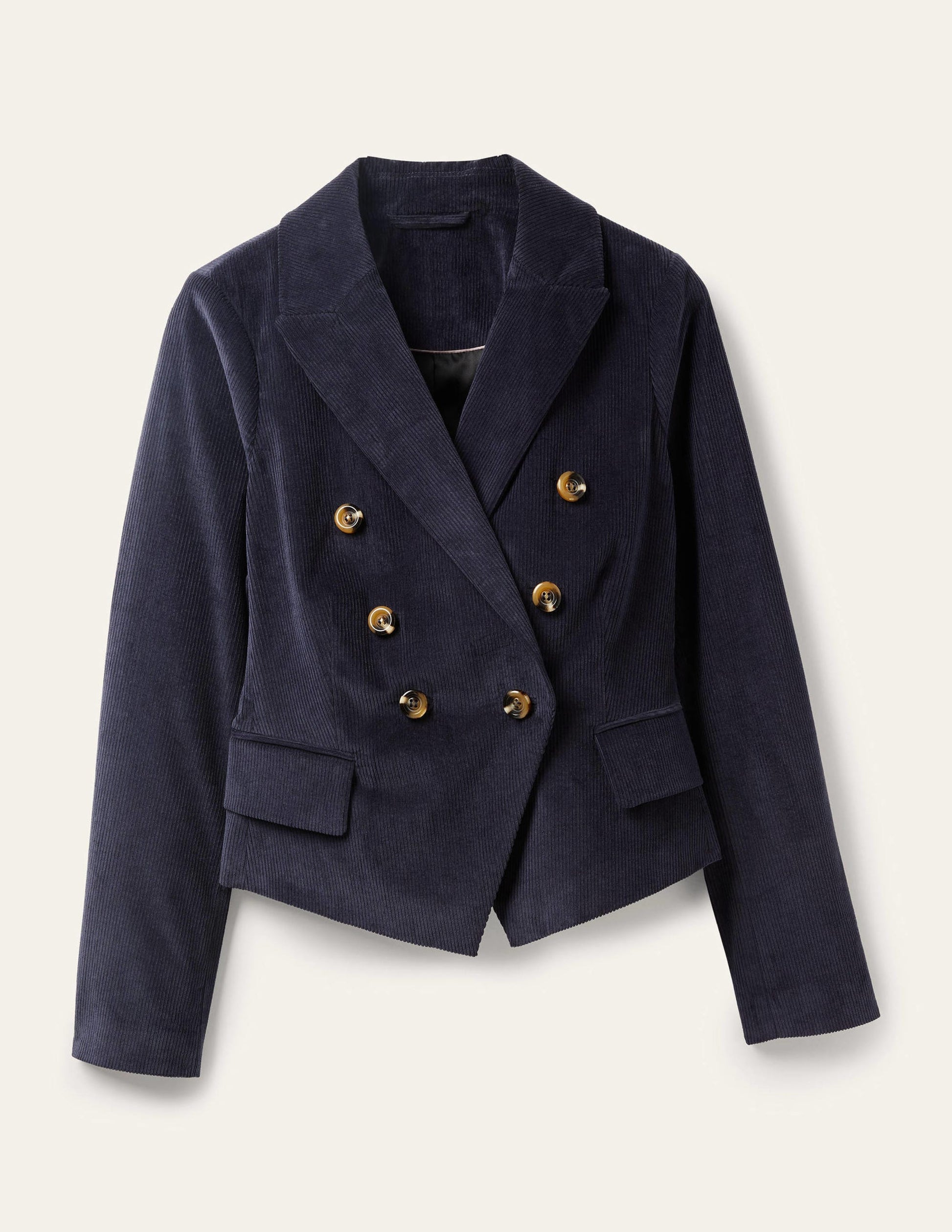 Double Breasted Cord Blazer-Navy-11
