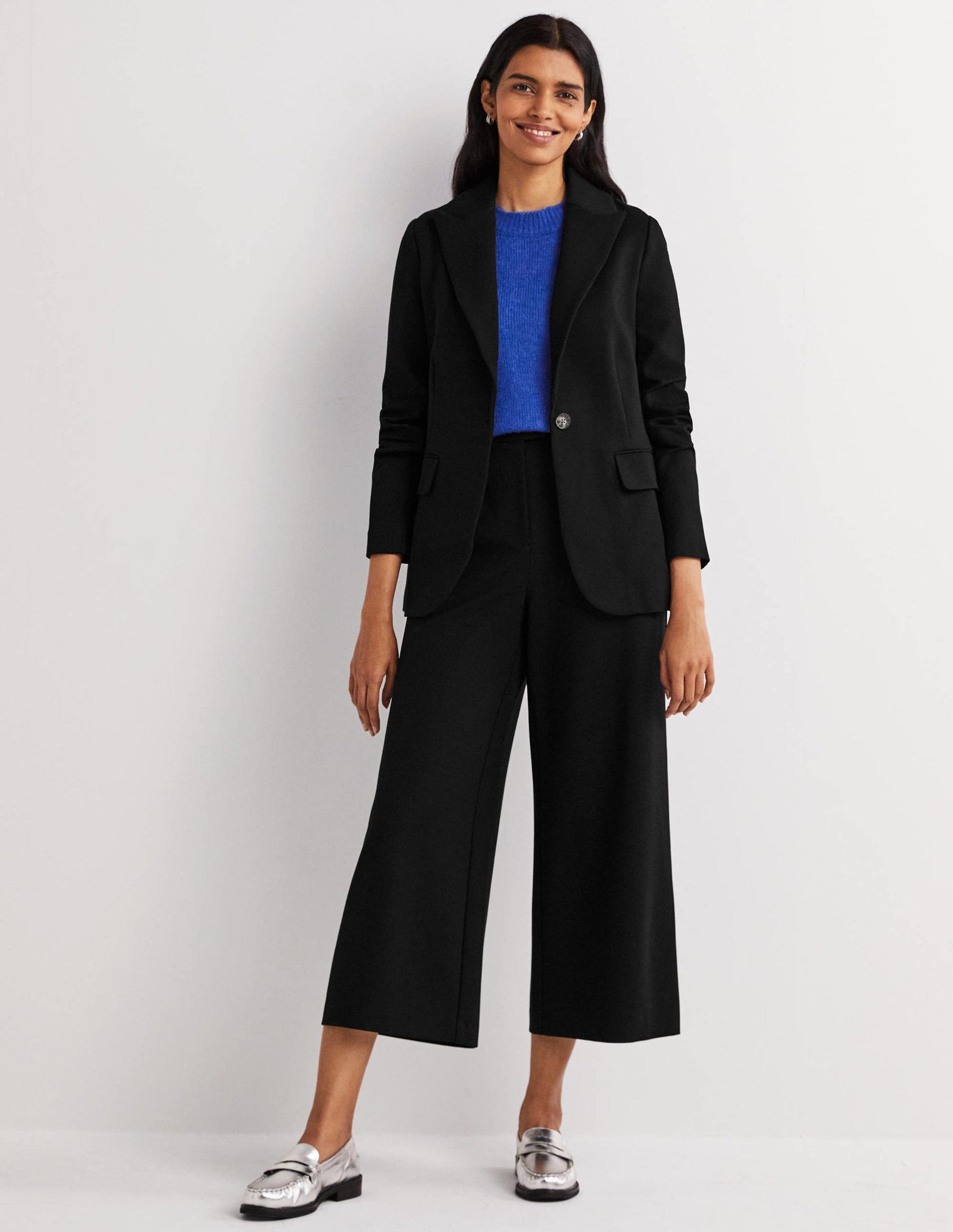 Unlined Jersey Blazer-Black-1