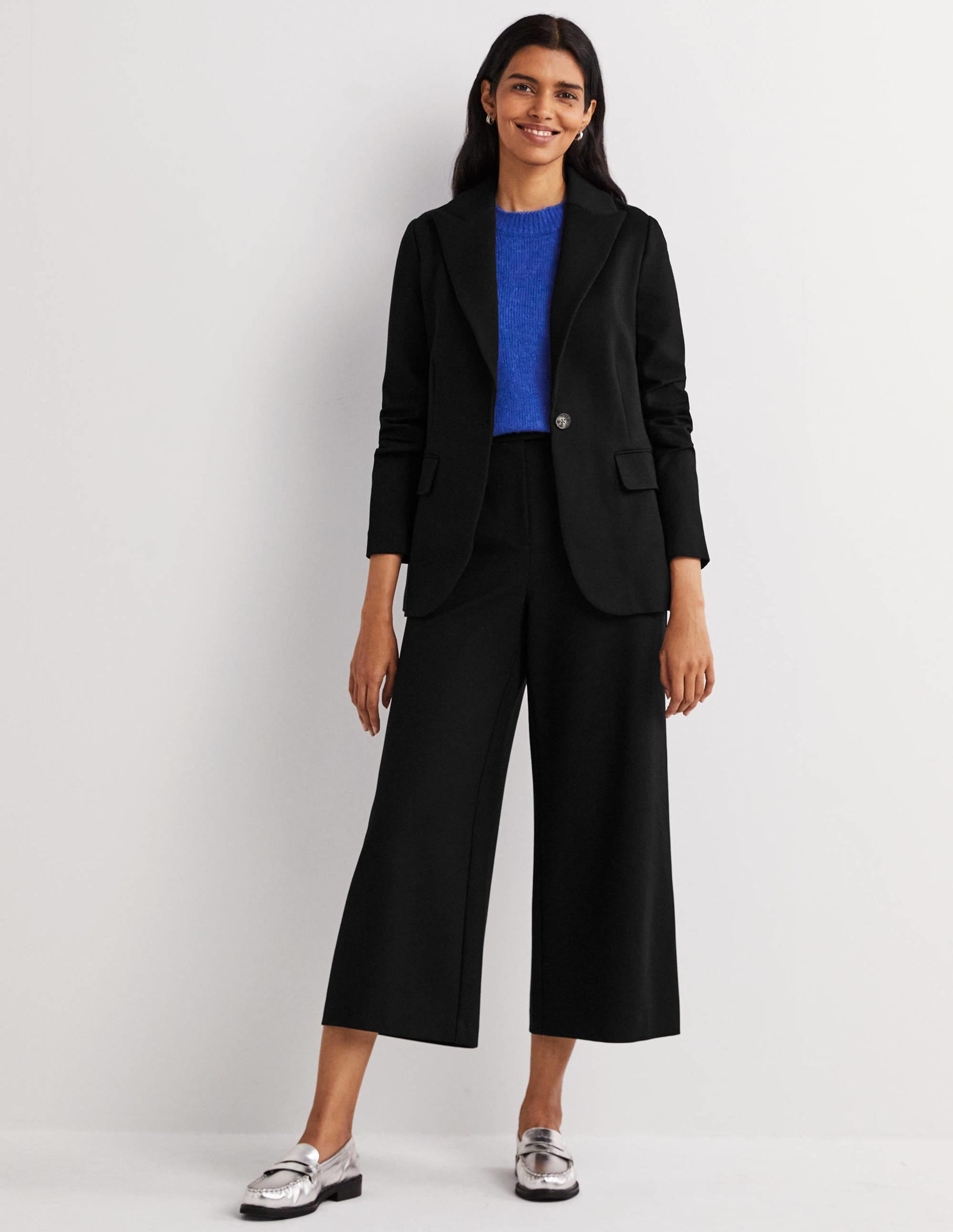 Unlined Jersey Blazer-Black - Image 1