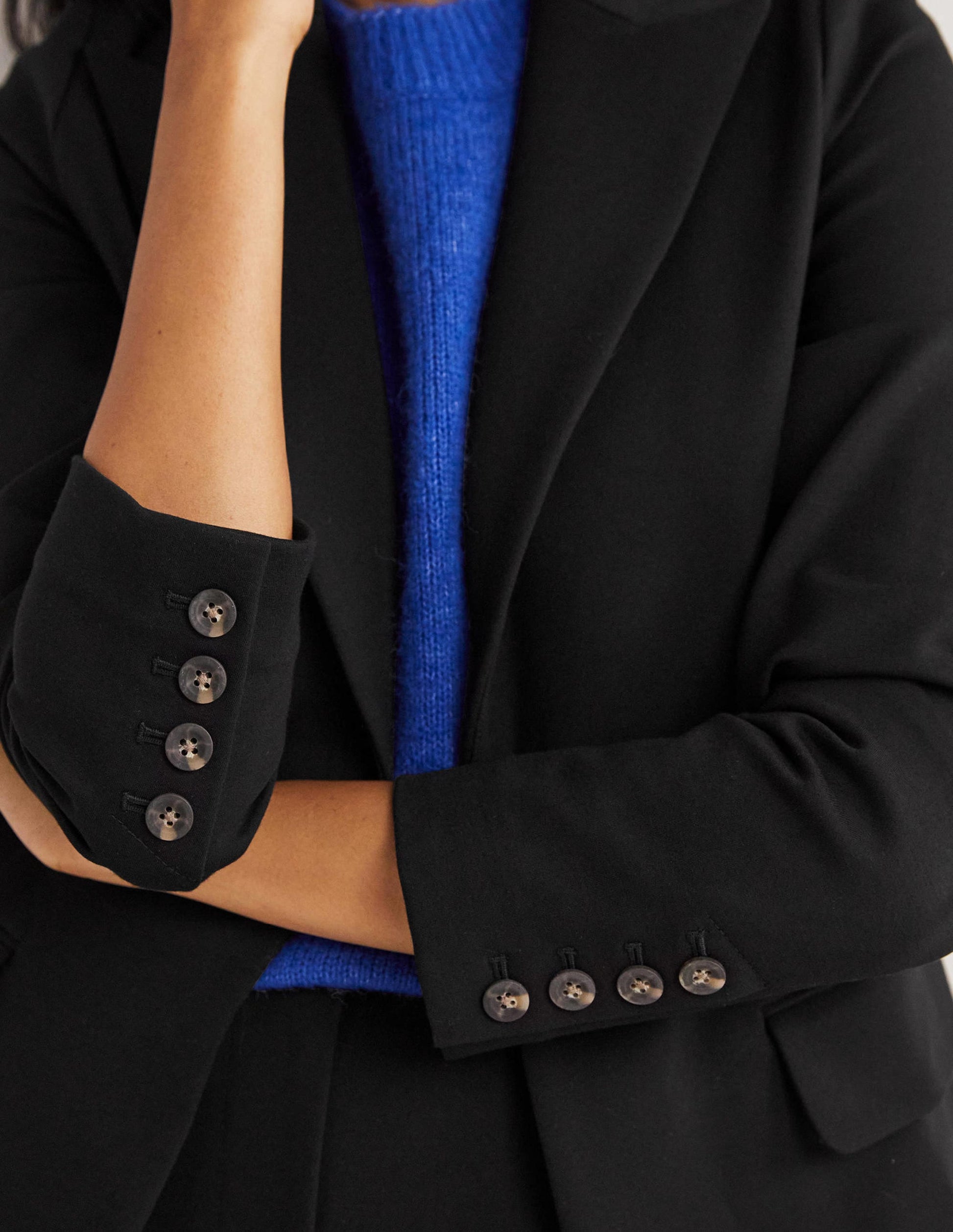Unlined Jersey Blazer-Black-4