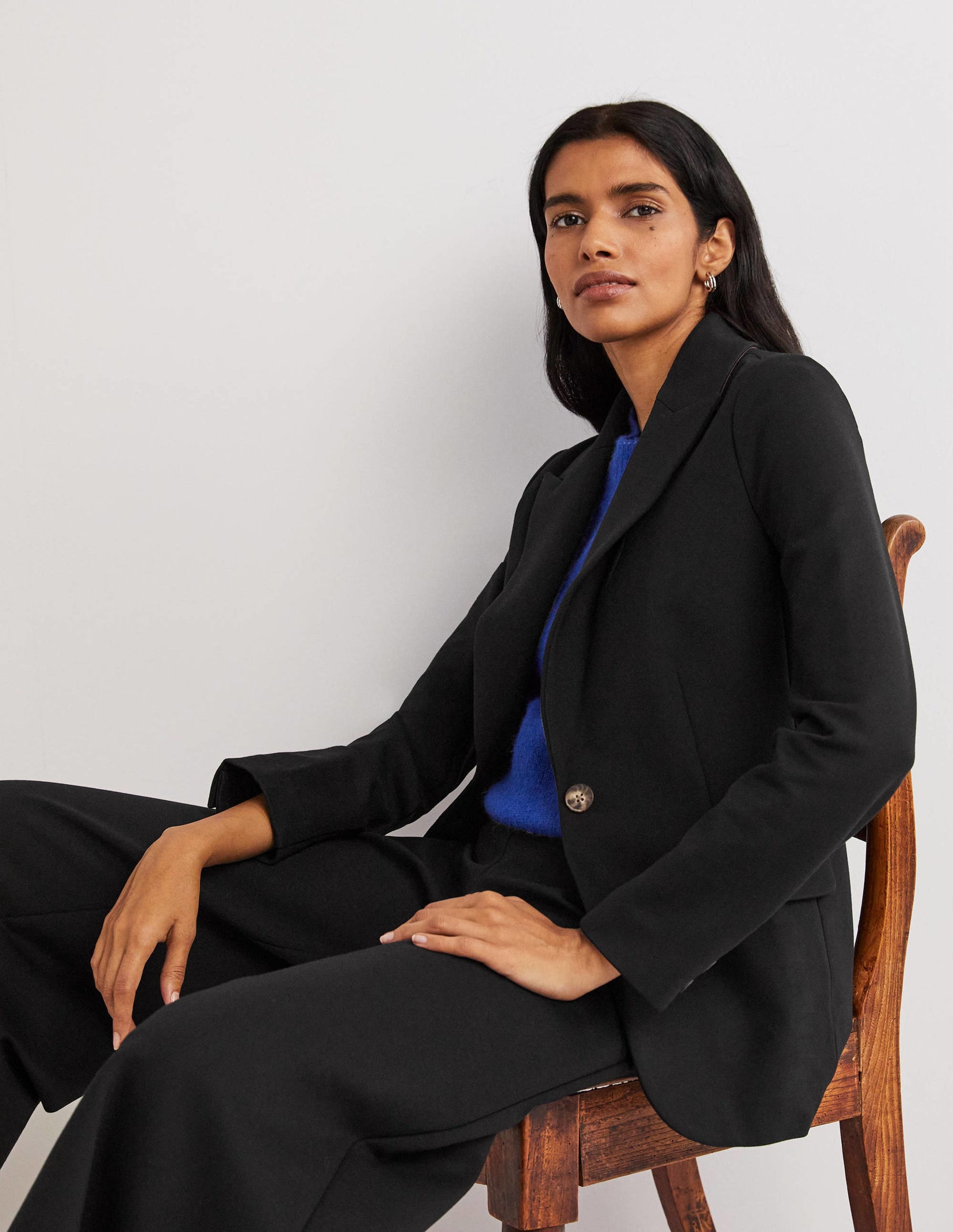 Unlined Jersey Blazer-Black-5