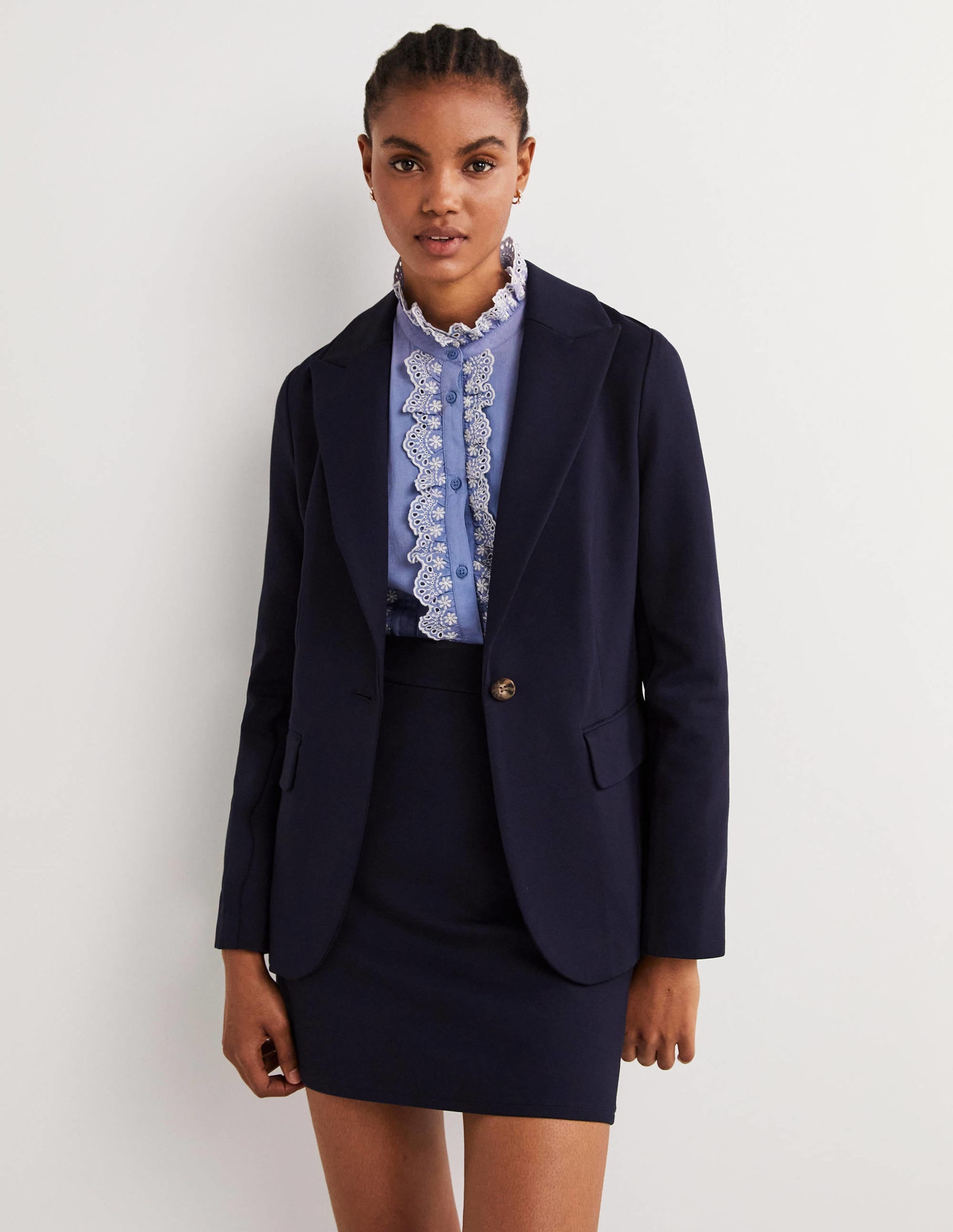 Unlined Jersey Blazer-Navy - Image 1