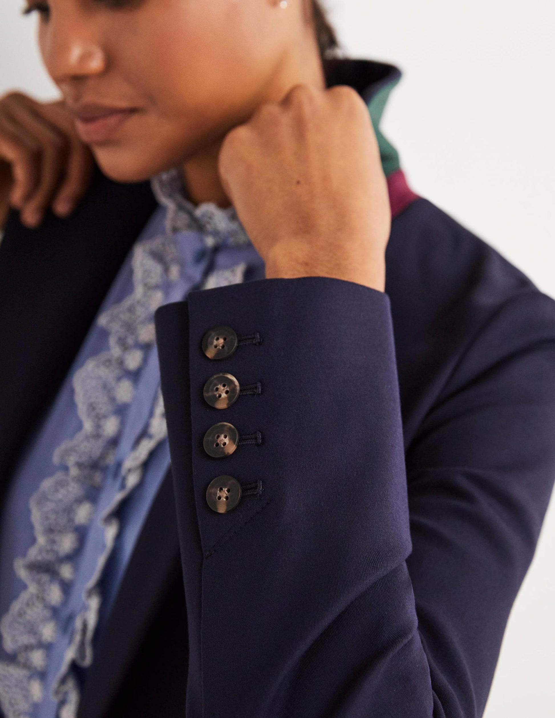 Unlined Jersey Blazer-Navy-2