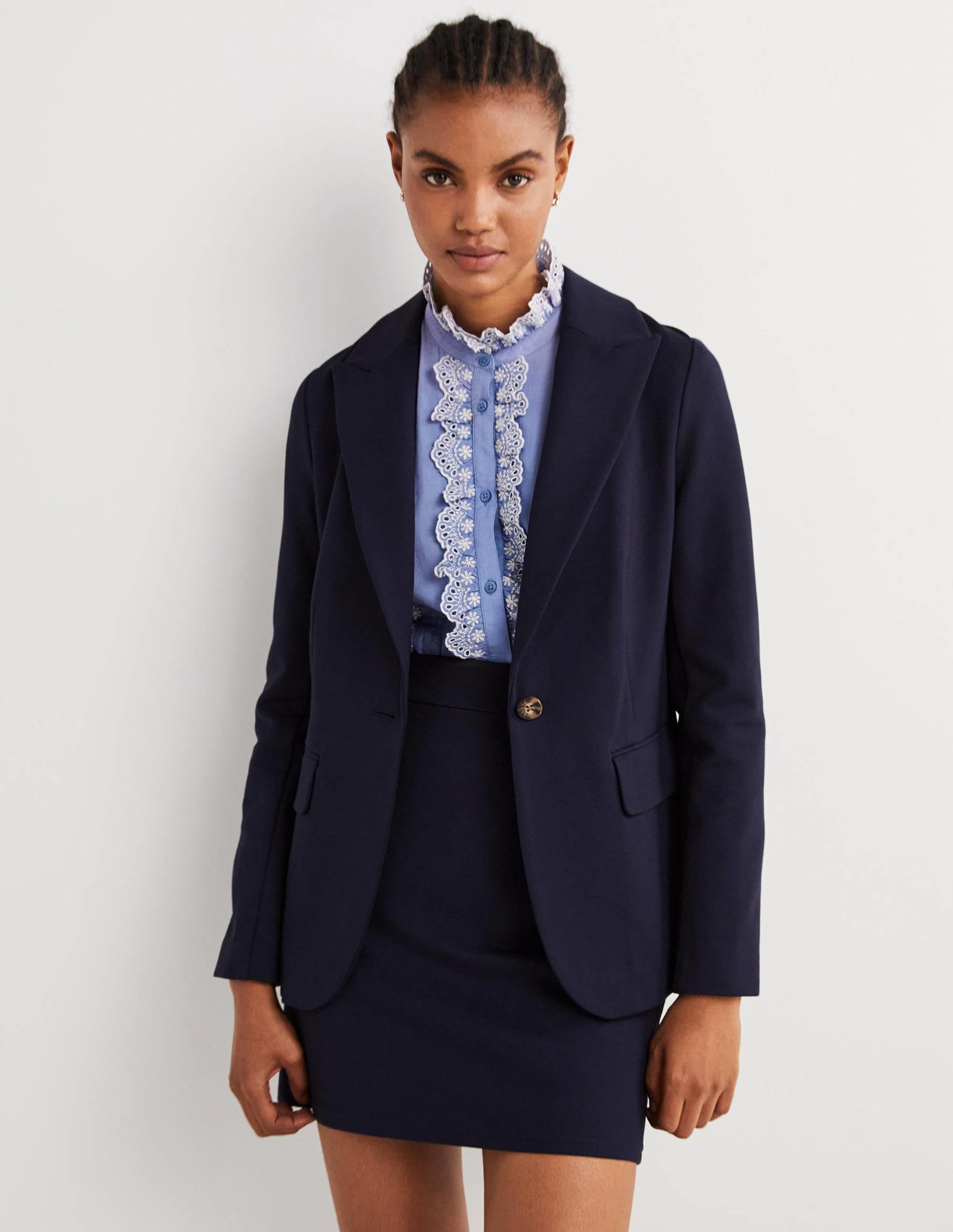Unlined Jersey Blazer-Navy - Image 4