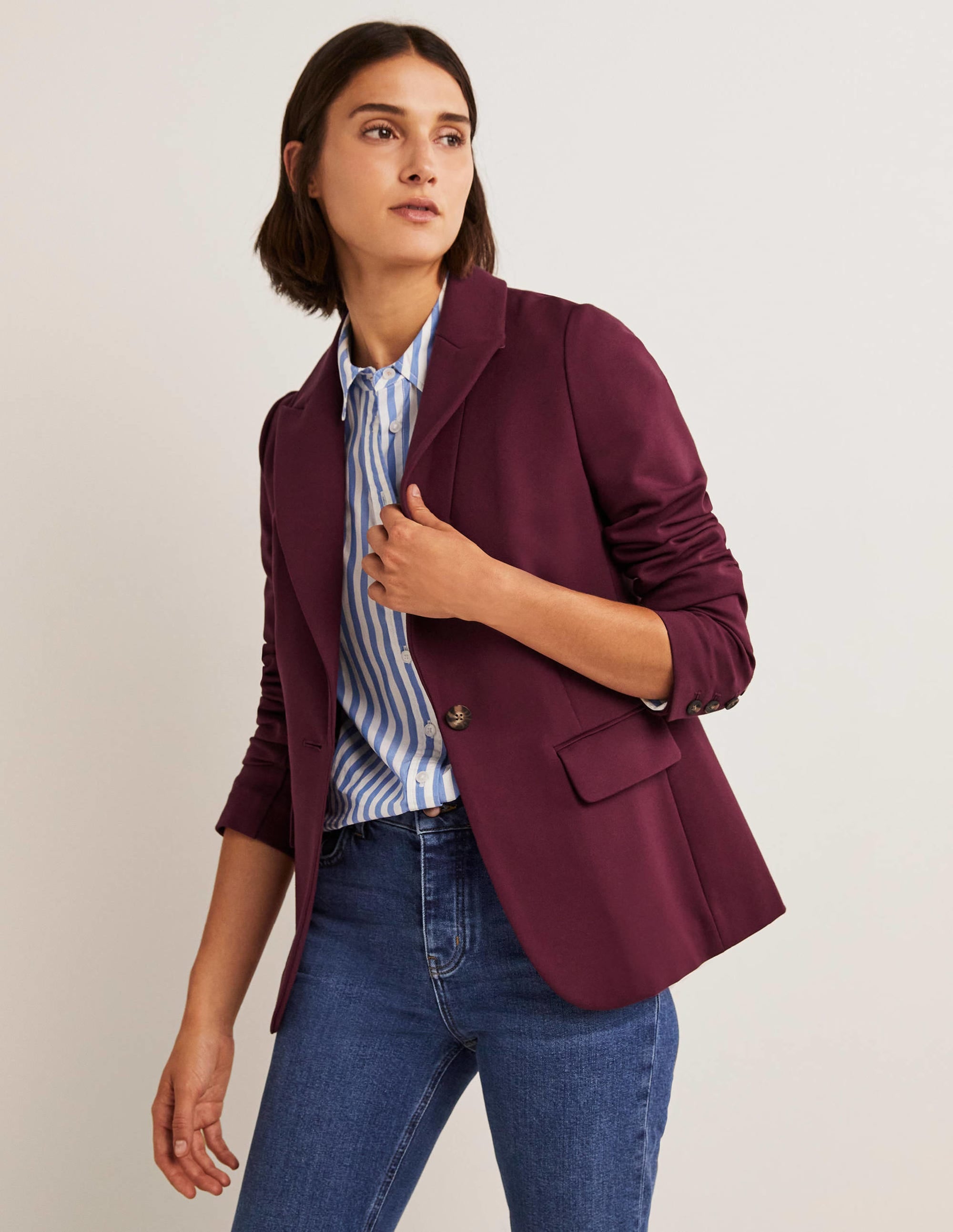 Unlined Jersey Blazer-Mulled Wine - Image 1