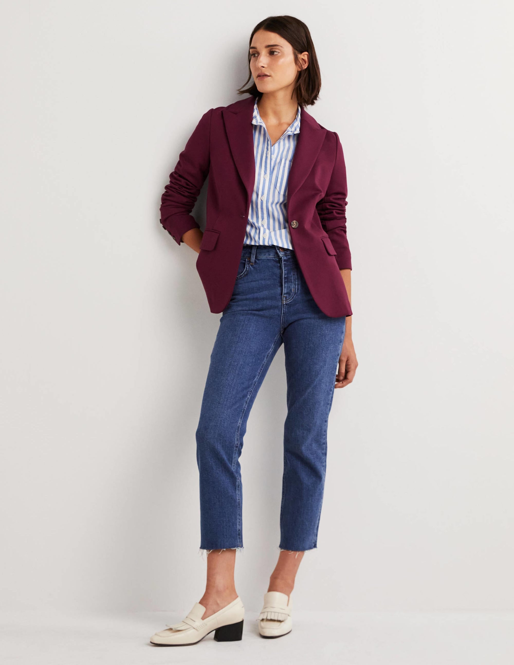 Unlined Jersey Blazer-Mulled Wine - Image 4