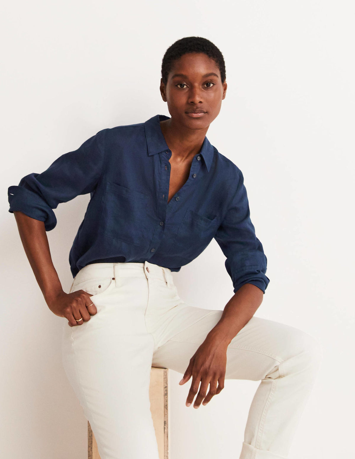 Linen Shirt-Navy-2