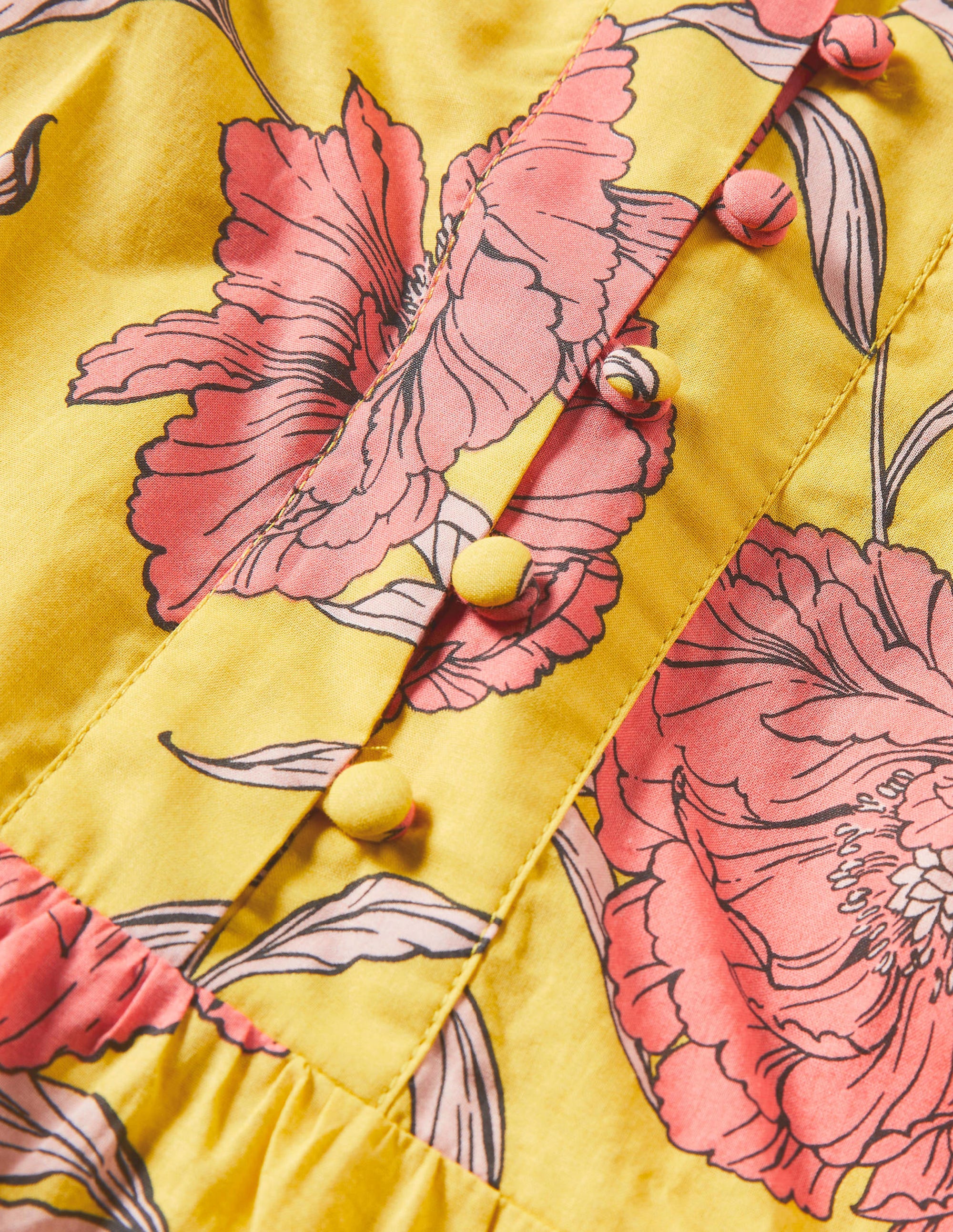 Notch Neck Cotton Maxi Dress-Lemon Fizz, Peony Bloom - Image 13