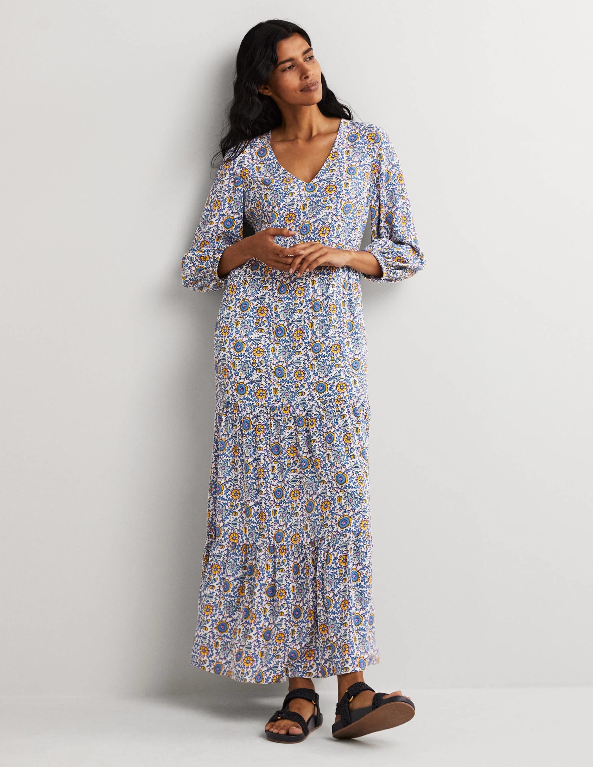 Blouson Sleeve Maxi Dress-Ivory, Enchanting Twig - Image 1