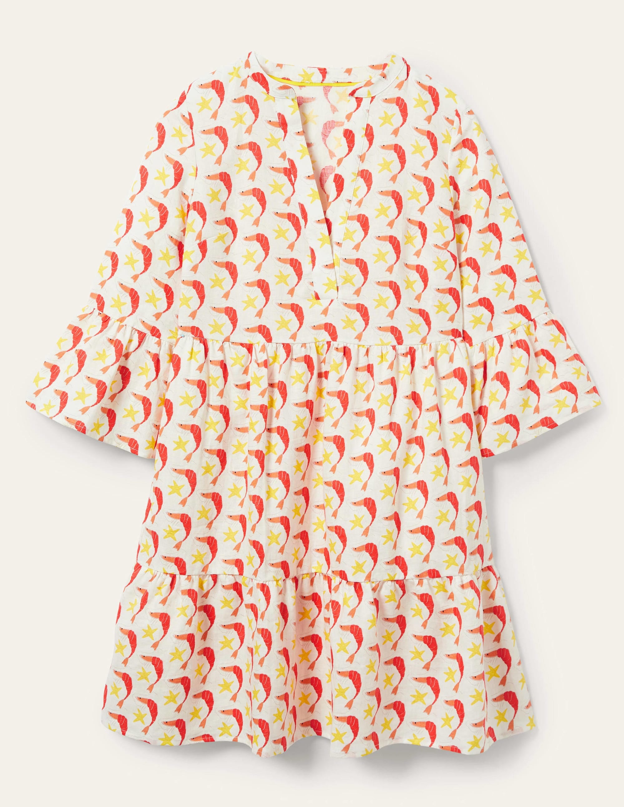 Relaxed Linen Tiered Dress-Ivory Shrimpy - Image 6