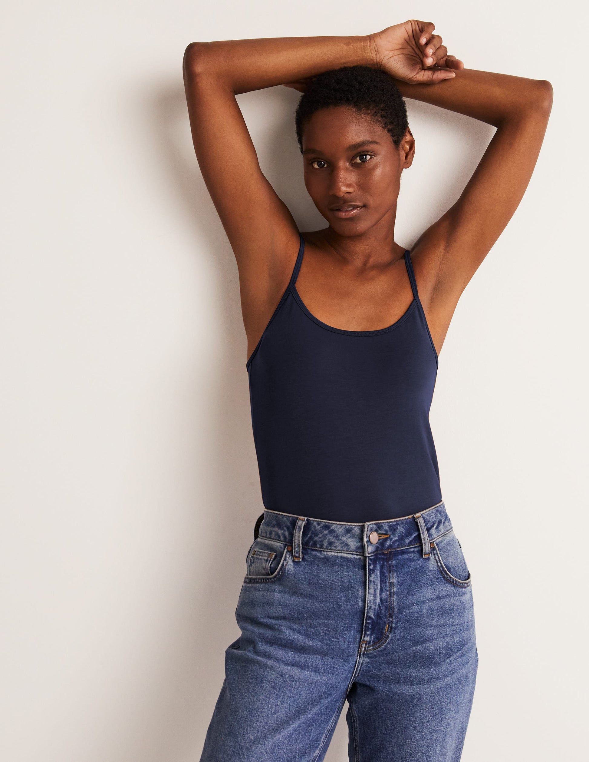 Plain Cami Top-Navy-5