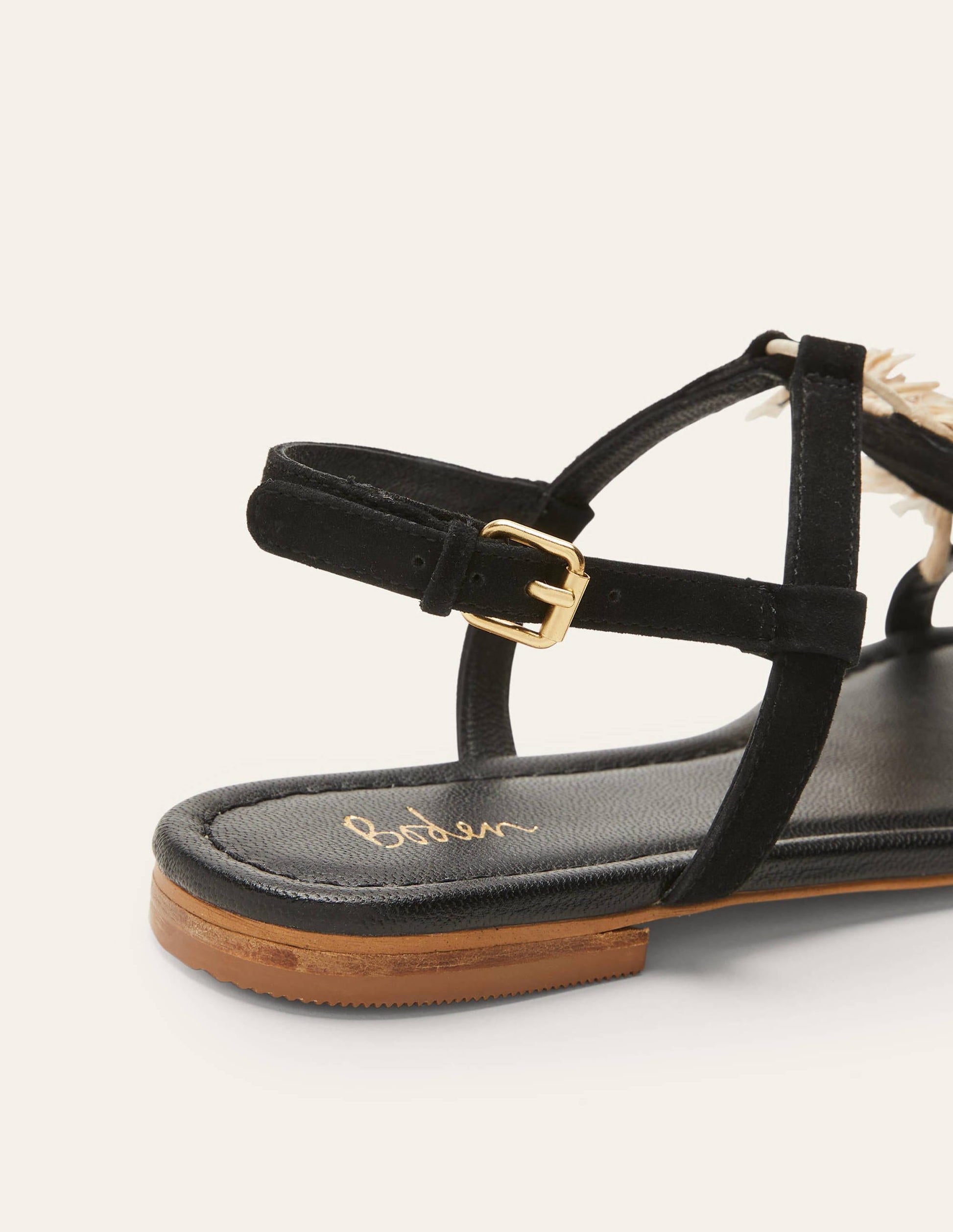 Sarah Fringe Flat Sandals-Black-3