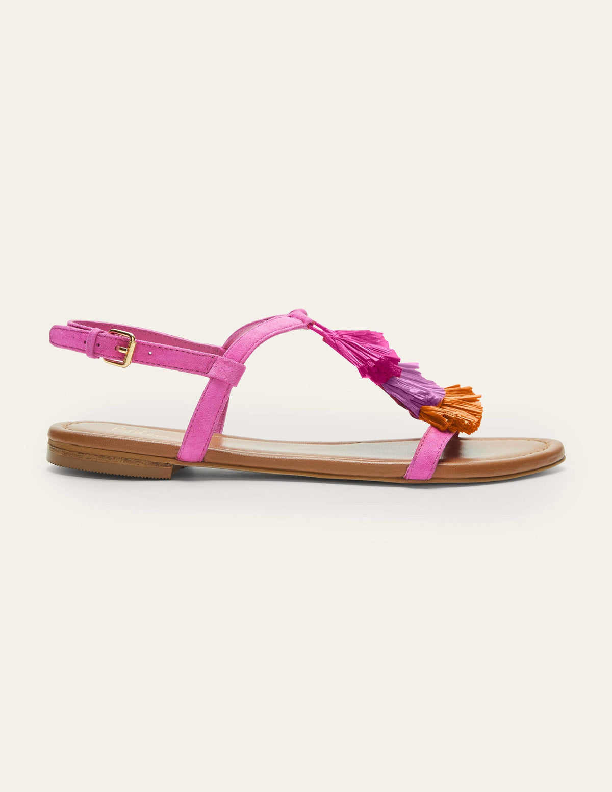 Sarah Fringe Flat Sandals-Pop Pansy - Image 2