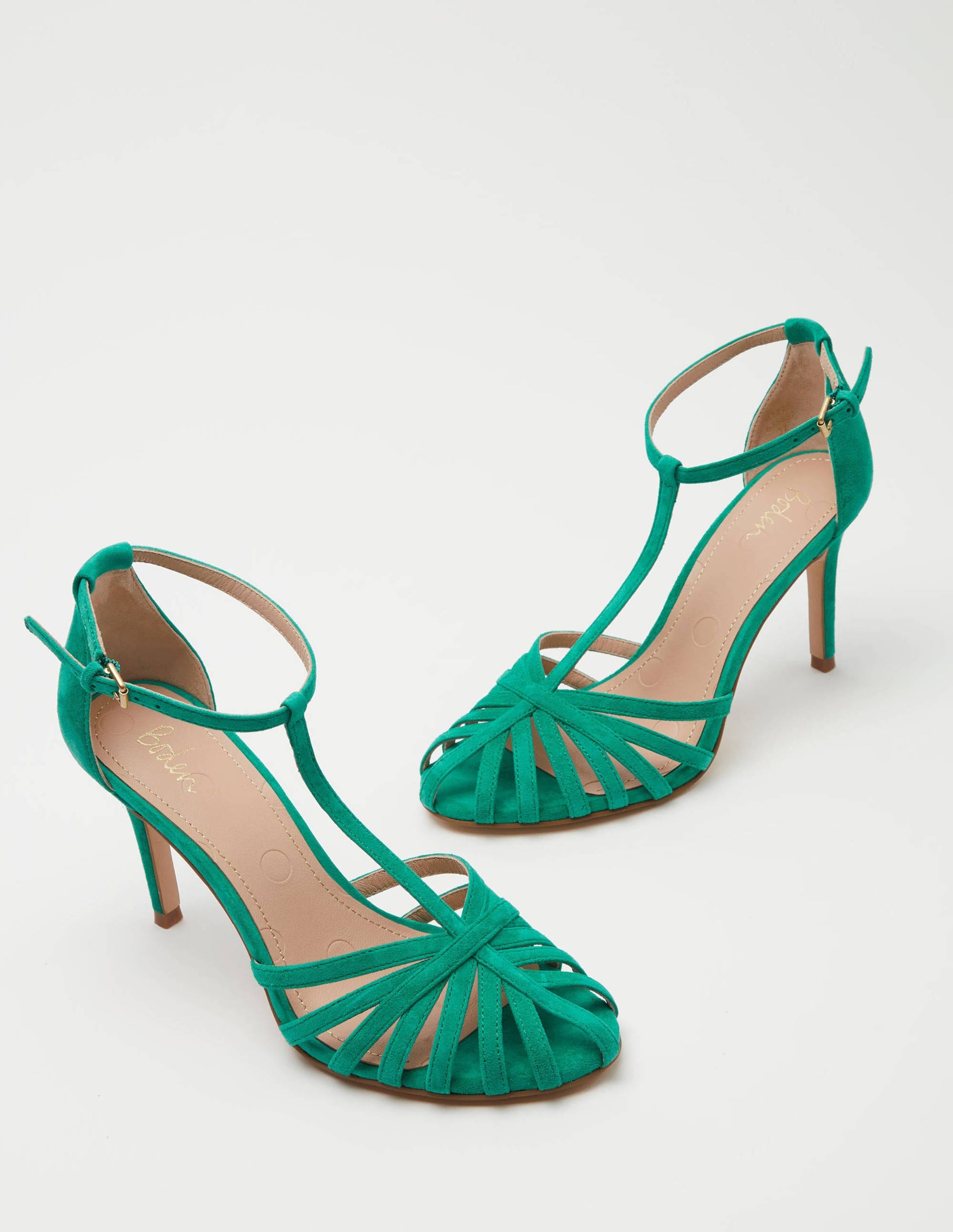 Tess Cage Heel Sandals-Emerald Green-1