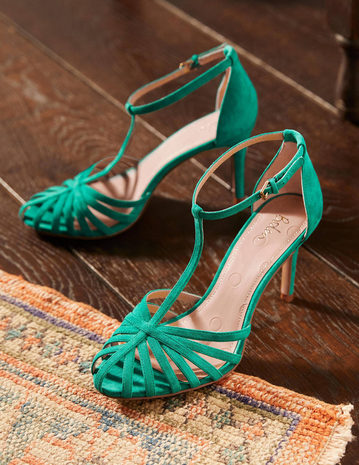 Tess Cage Heel Sandals-Emerald Green - Image 4