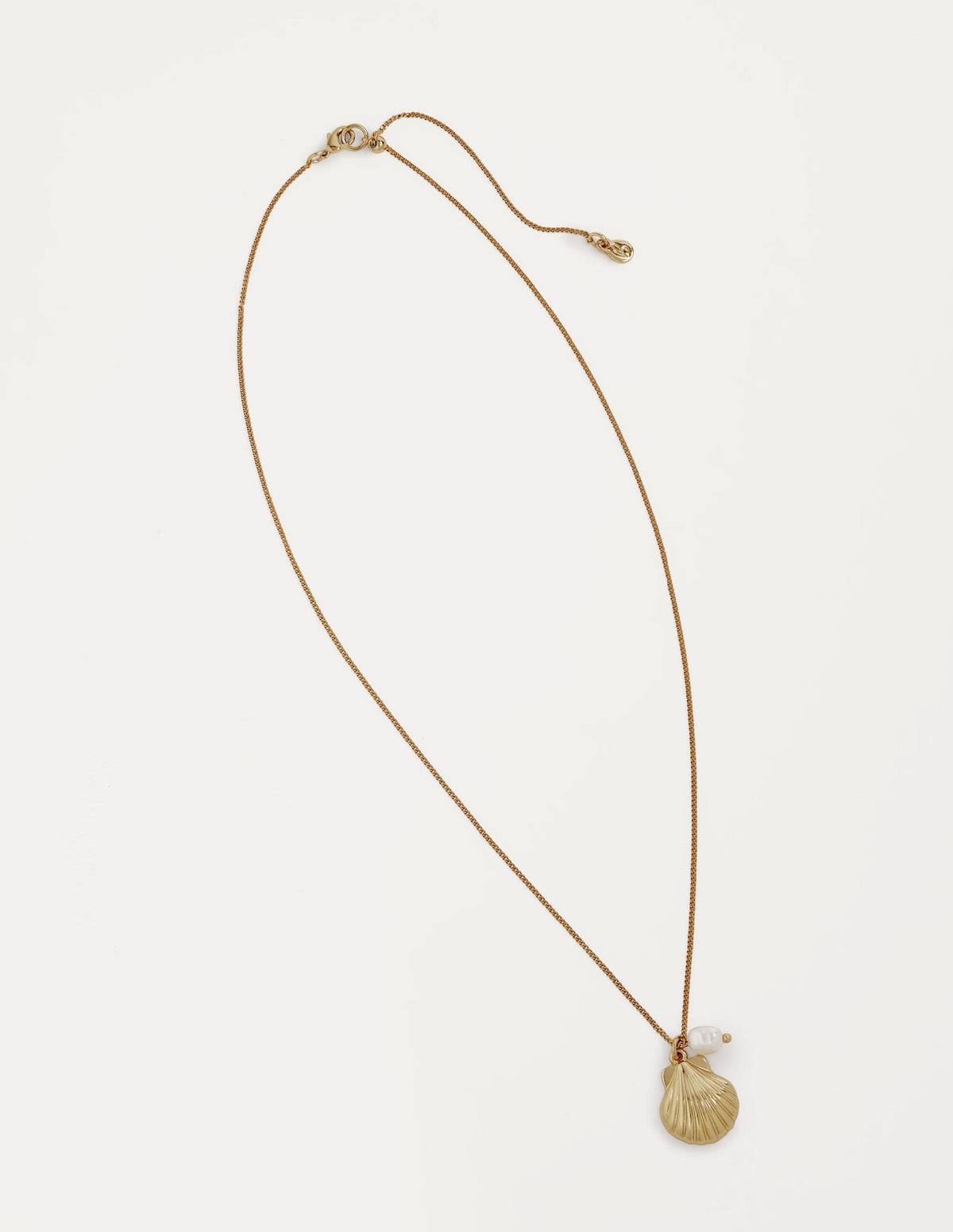 Shell Pendant Necklace-Gold/Pearl-1