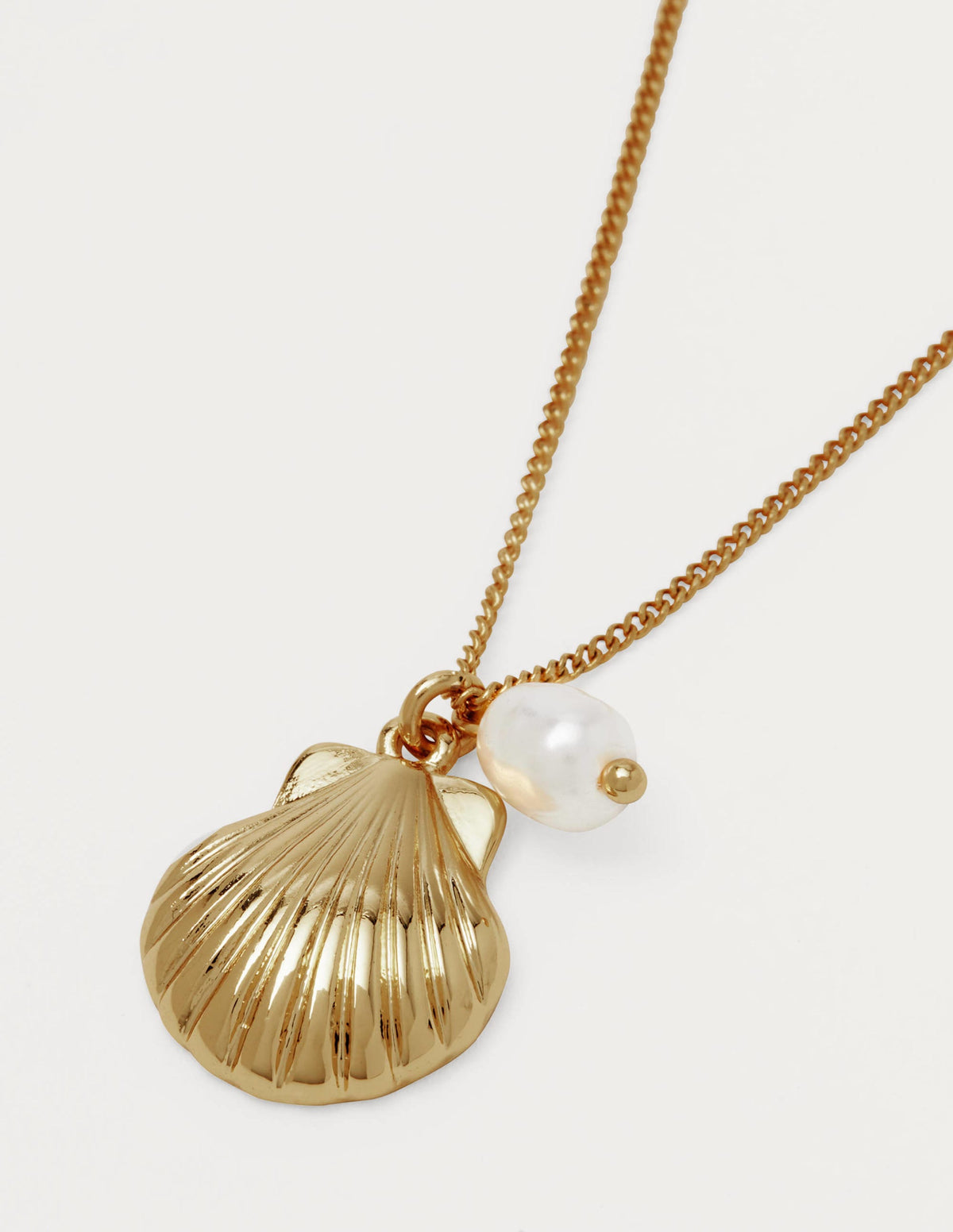 Shell Pendant Necklace-Gold/Pearl-2