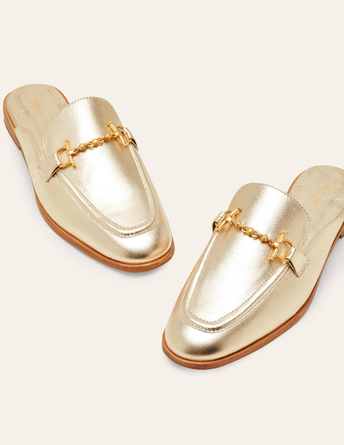 Snaffle Detail Backless Loafer-Gold Metallic - Image 1