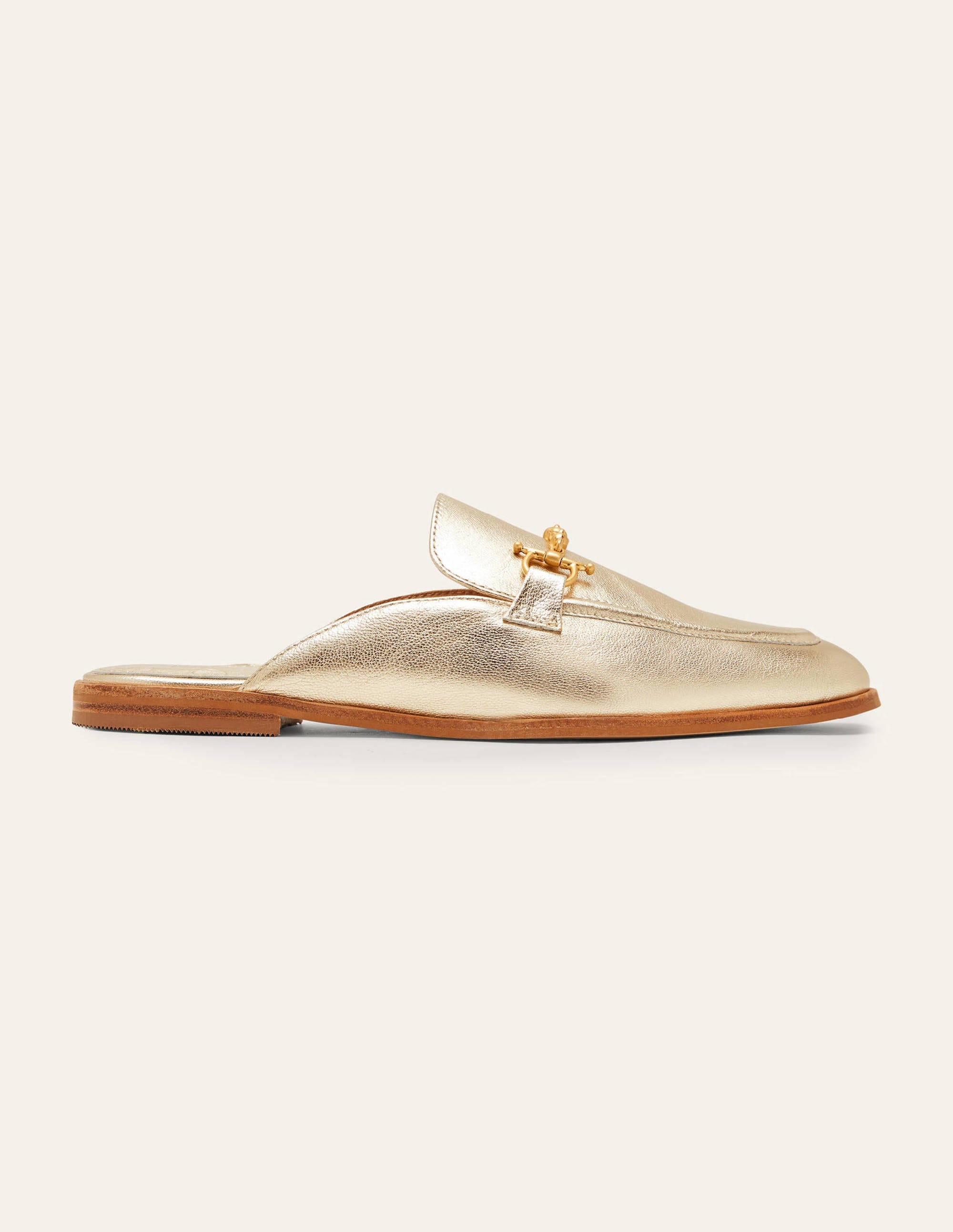Snaffle Detail Backless Loafer-Gold Metallic - Image 2