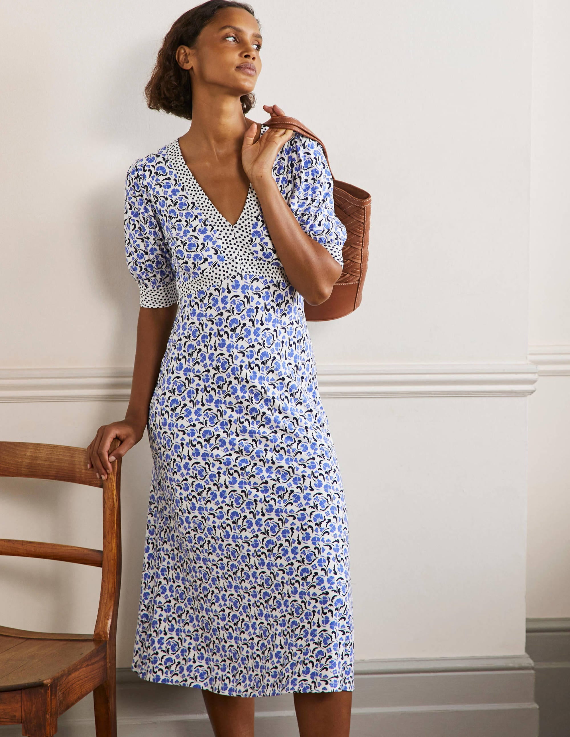 Eva Jersey Midi Dress-Bluebell Delicate Bud - Image 1