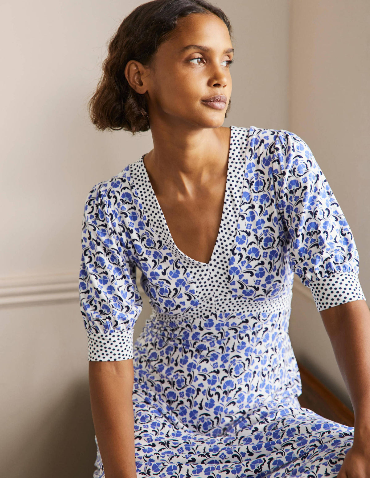 Eva Jersey Midi Dress-Bluebell Delicate Bud-4