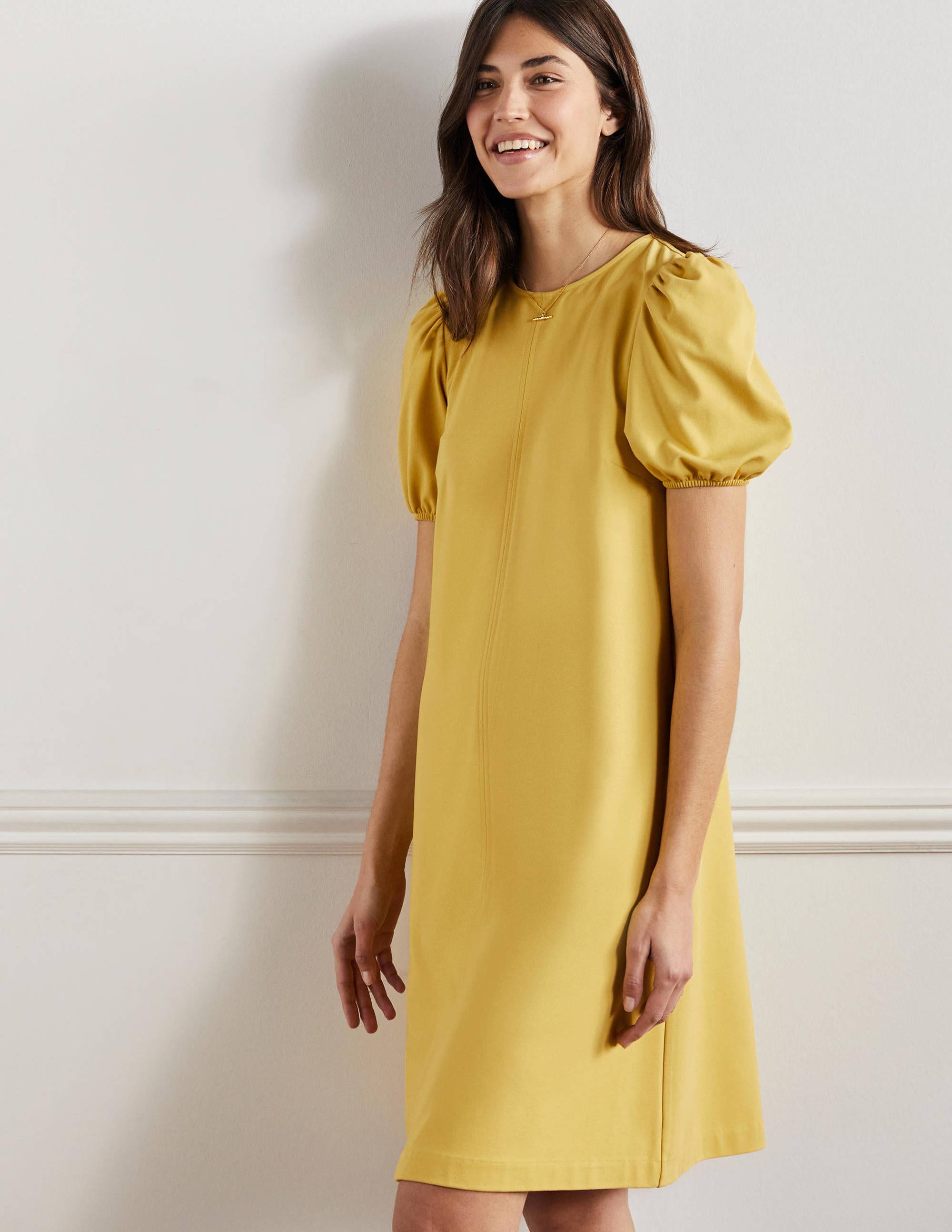 Seam Detail Jersey Shift Dress-Butter - Image 4