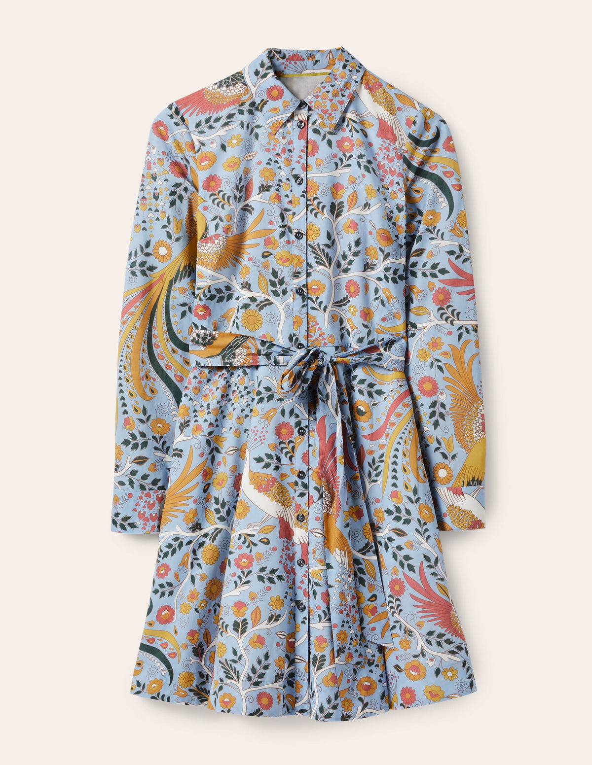 Kitty Shirt Dress-Dusty Blue, Enchanting Peacock-6