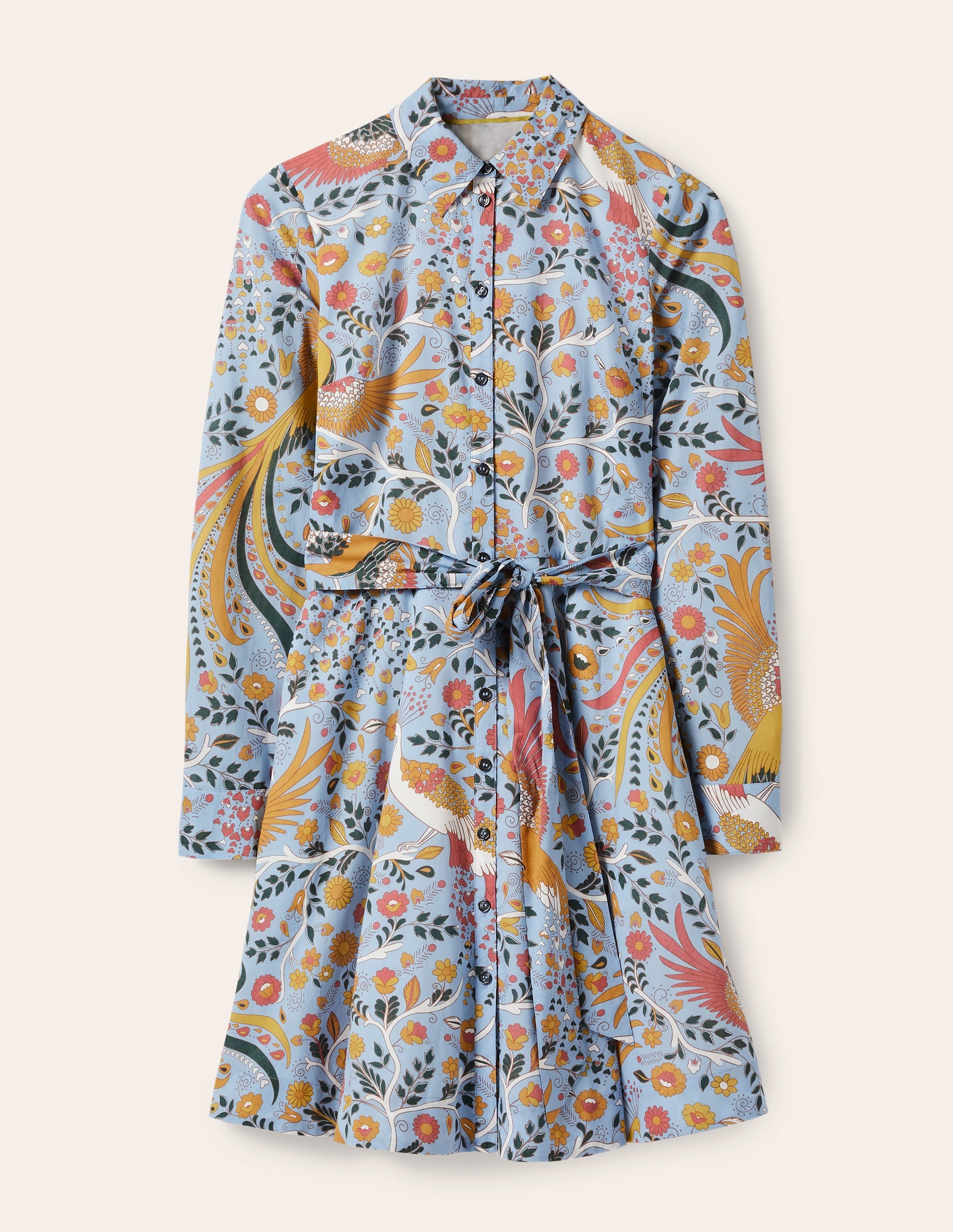 Kitty Shirt Dress-Dusty Blue, Enchanting Peacock - Image 6