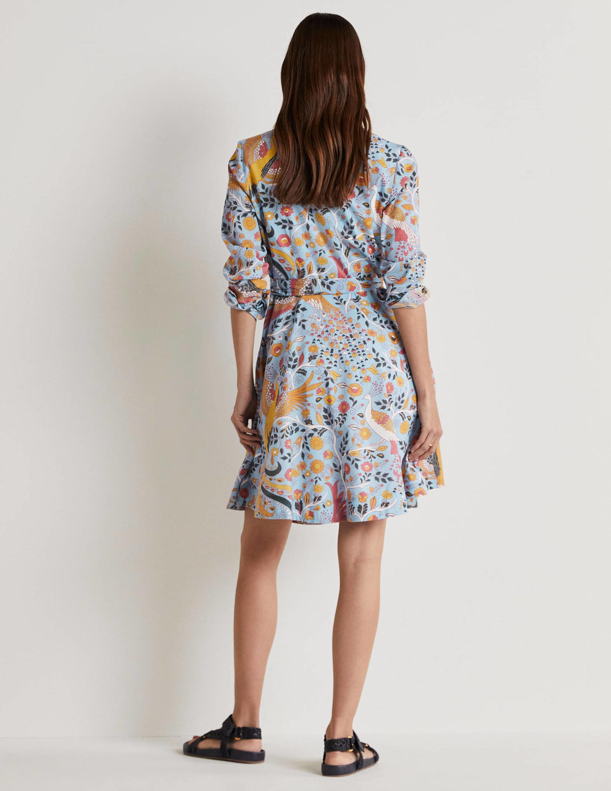 Kitty Shirt Dress-Dusty Blue, Enchanting Peacock-3