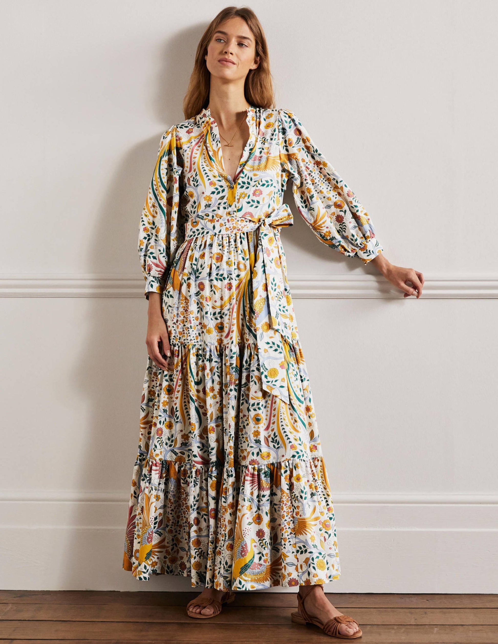 Ava Tiered Maxi Dress-Multi, Enchanting Peacock-4
