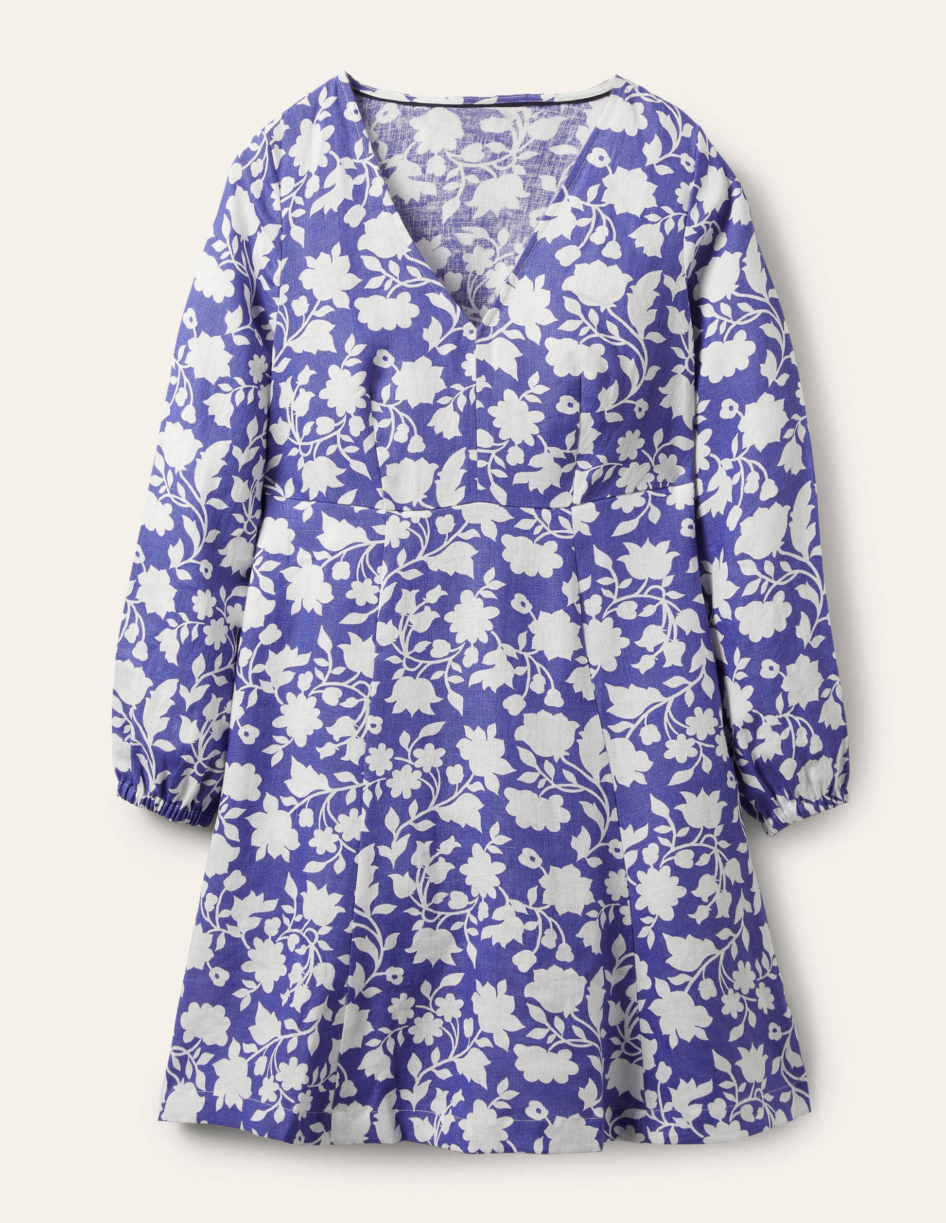V-Neck Flippy Mini Dress-Bluebell, Botanic Silhouette-5