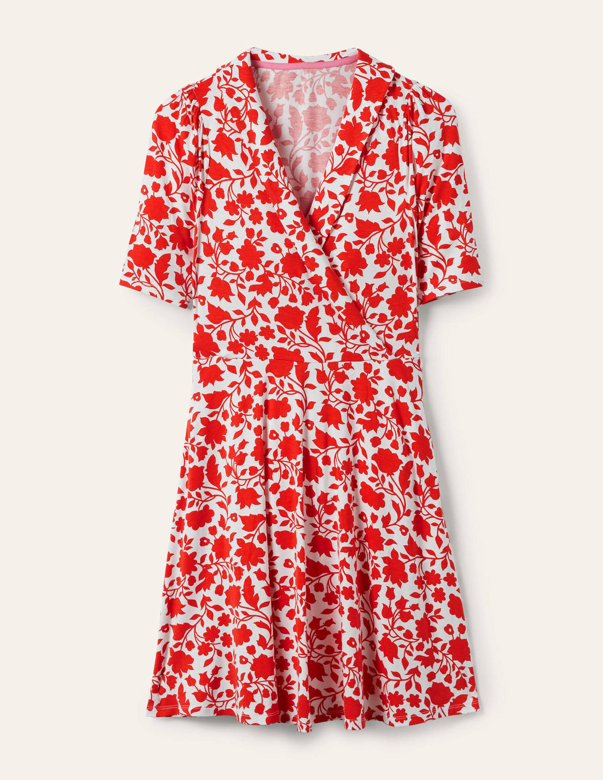 Fixed Wrap Jersey Dress-Papaya Botanic Silhouette-5