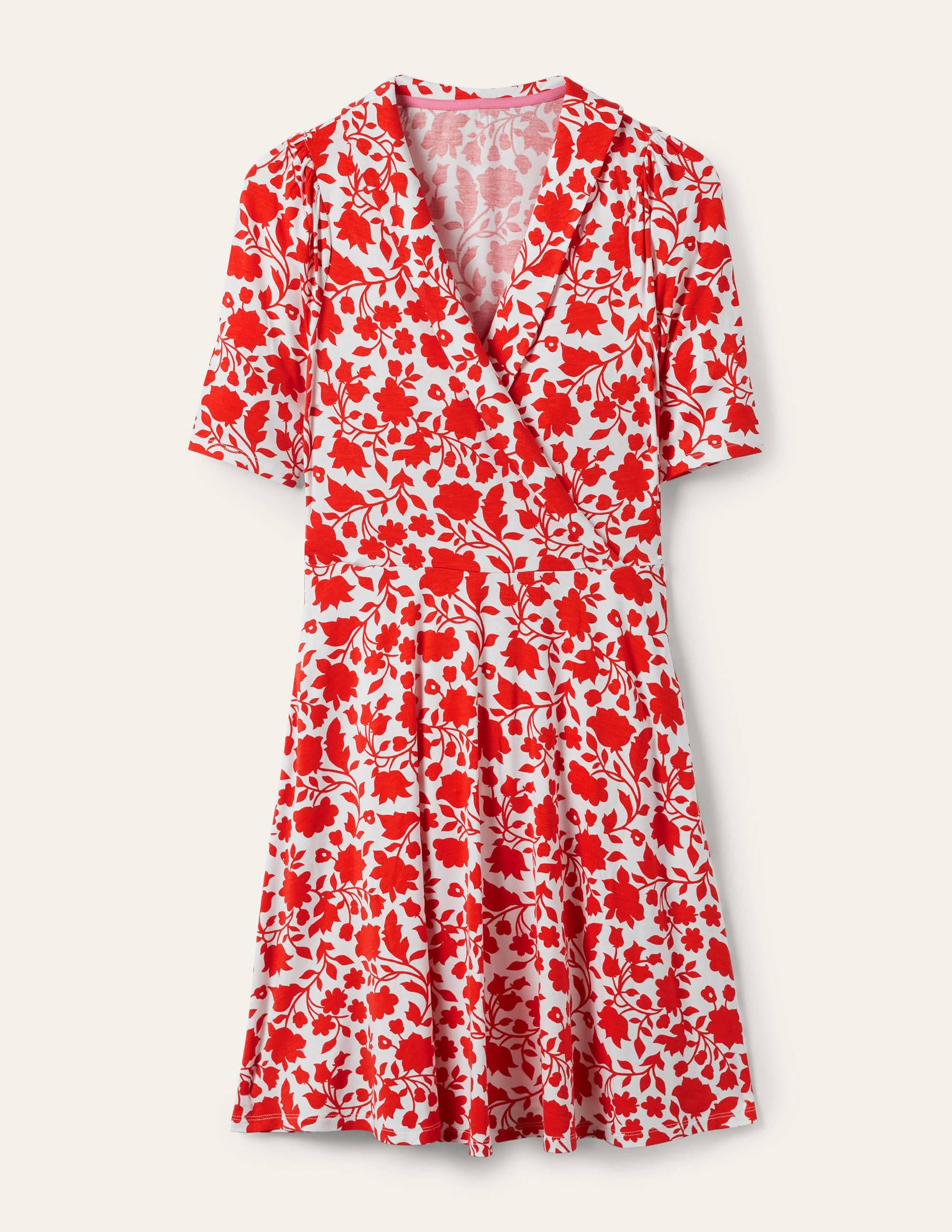 Fixed Wrap Jersey Dress-Papaya Botanic Silhouette - Image 5