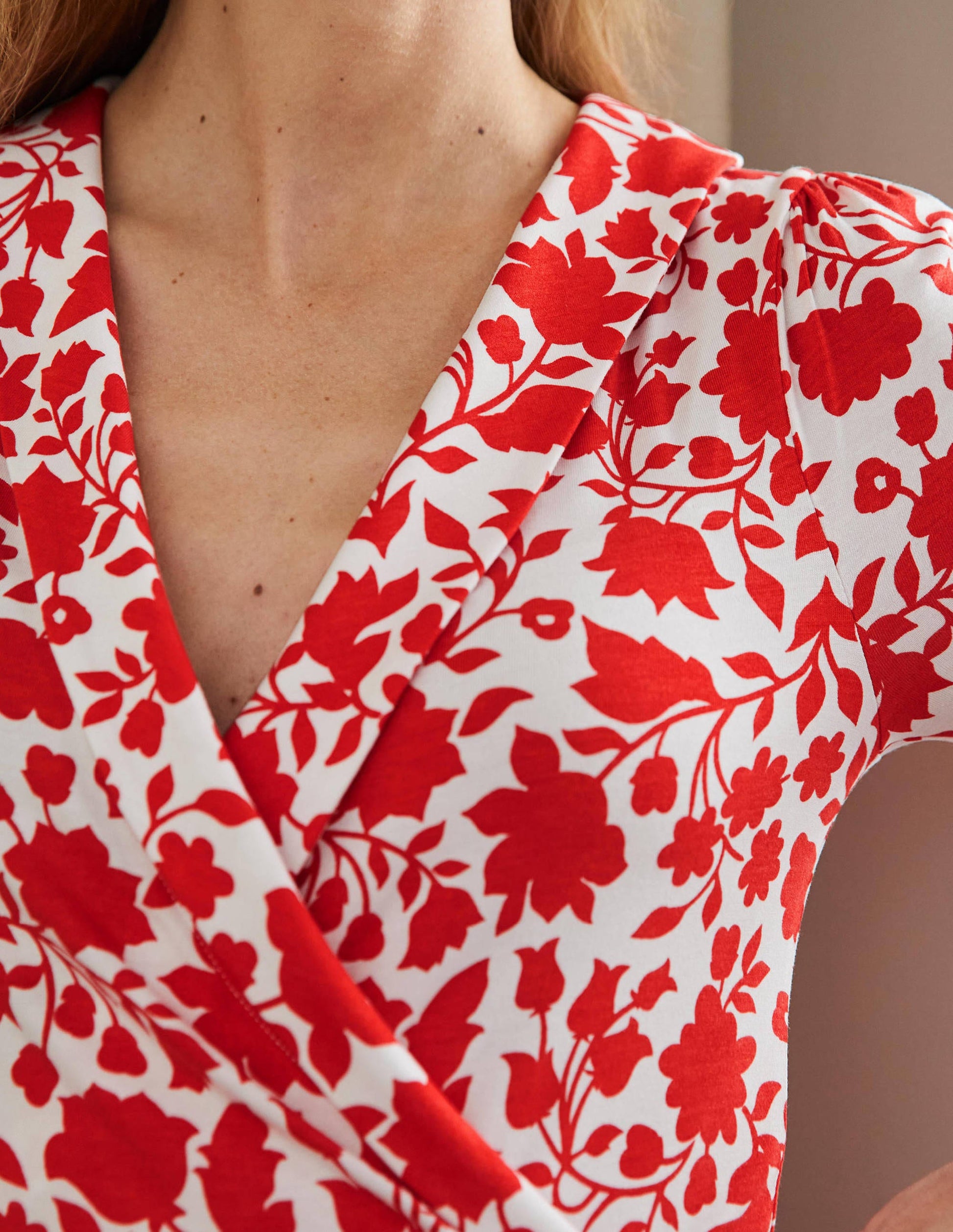 Fixed Wrap Jersey Dress-Papaya Botanic Silhouette-2