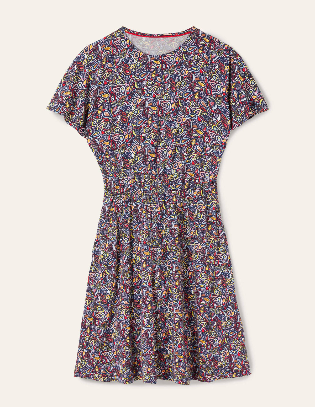 Flutter Sleeve Jersey Dress-Navy Paisley Blush-6