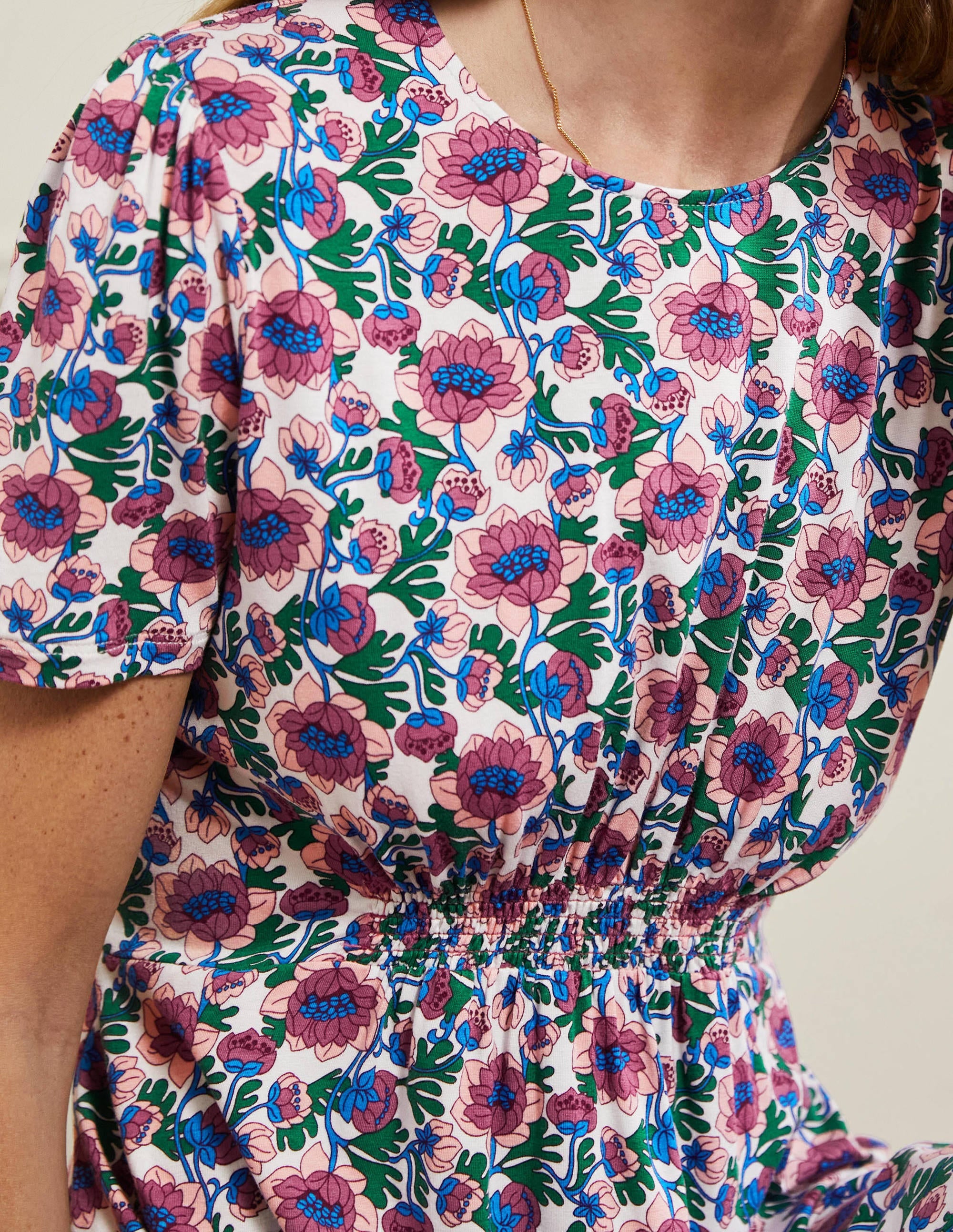 Crew Neck Jersey Dress-Multi Terrace Bud - Image 2