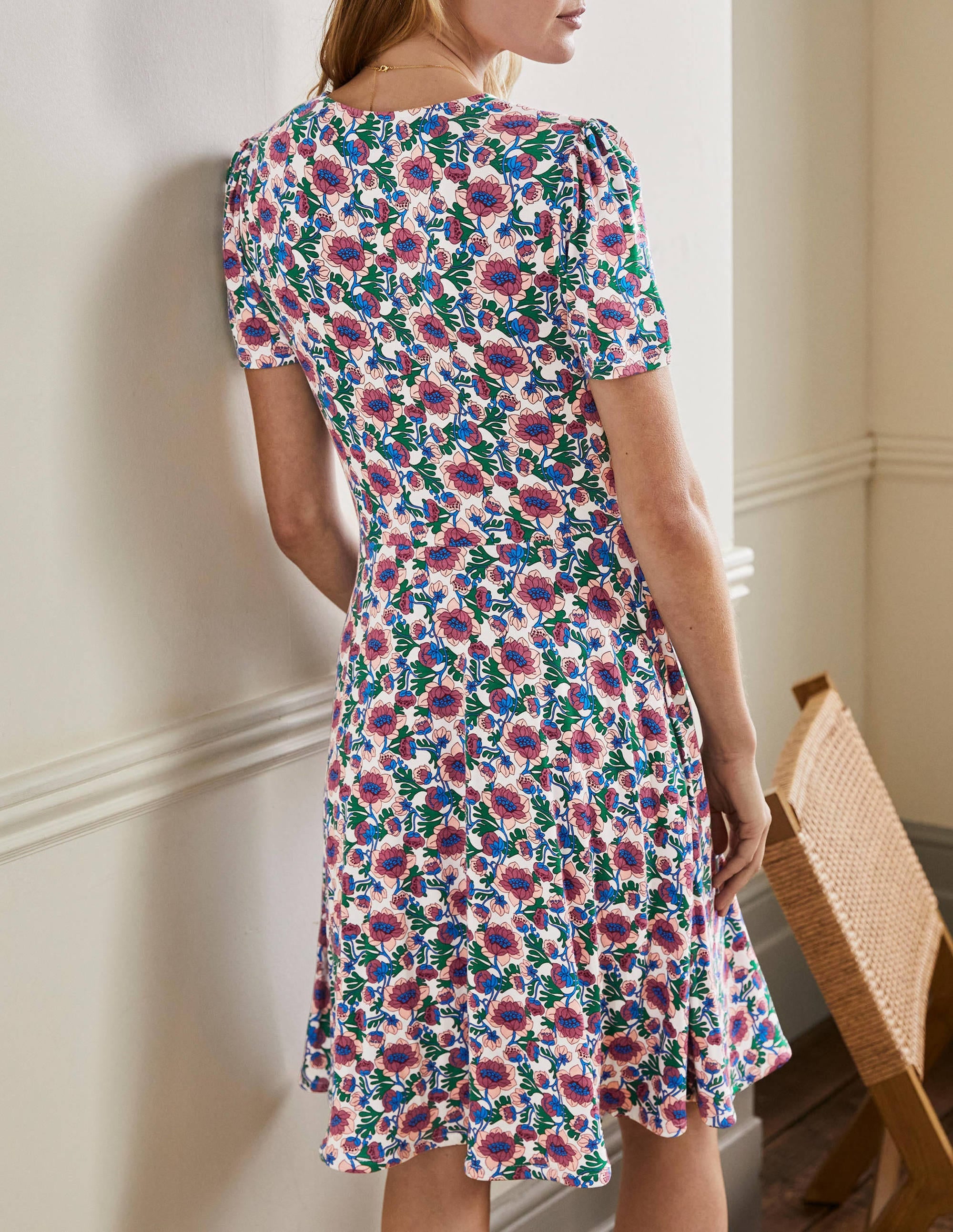 Crew Neck Jersey Dress-Multi Terrace Bud - Image 3