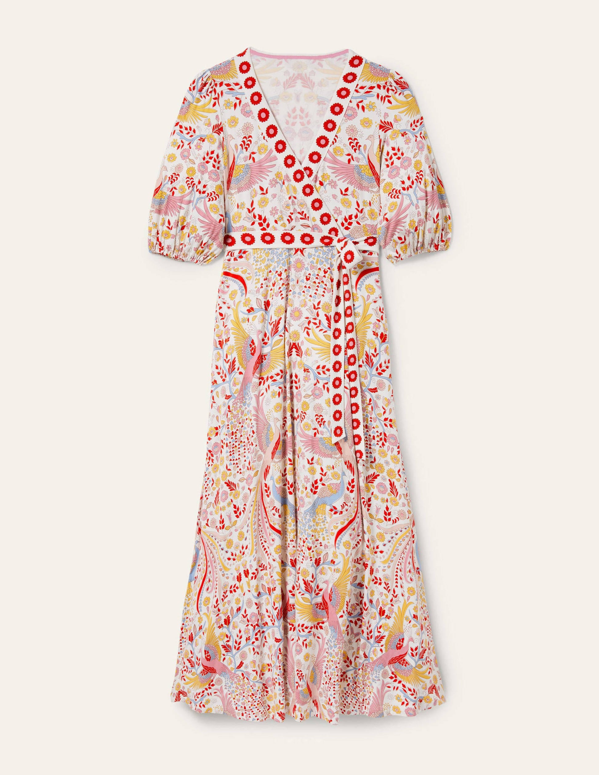 Fixed Wrap Jersey Maxi Dress-Multi, Enchanting Peacock-6