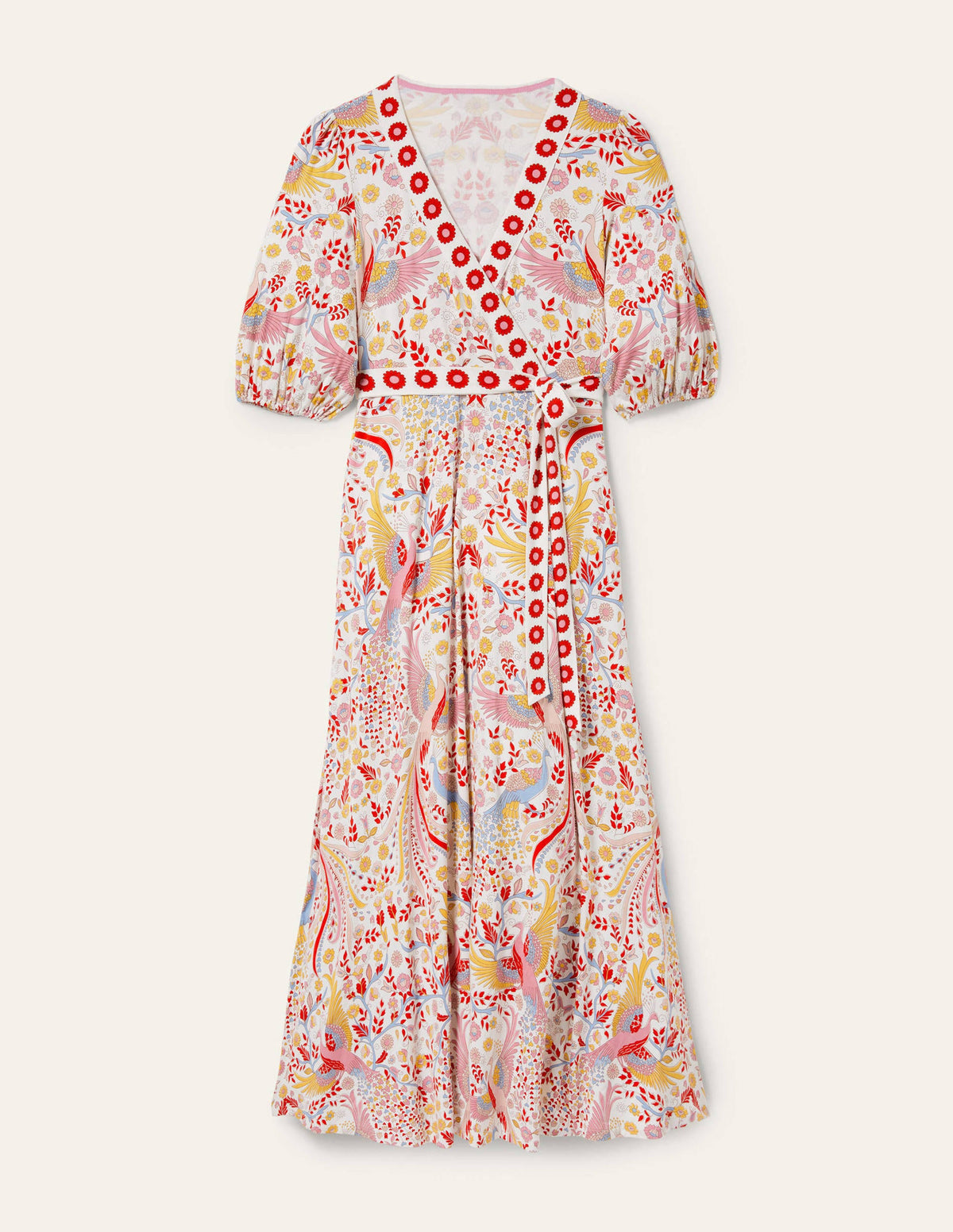 Fixed Wrap Jersey Maxi Dress-Multi, Enchanting Peacock - Image 6