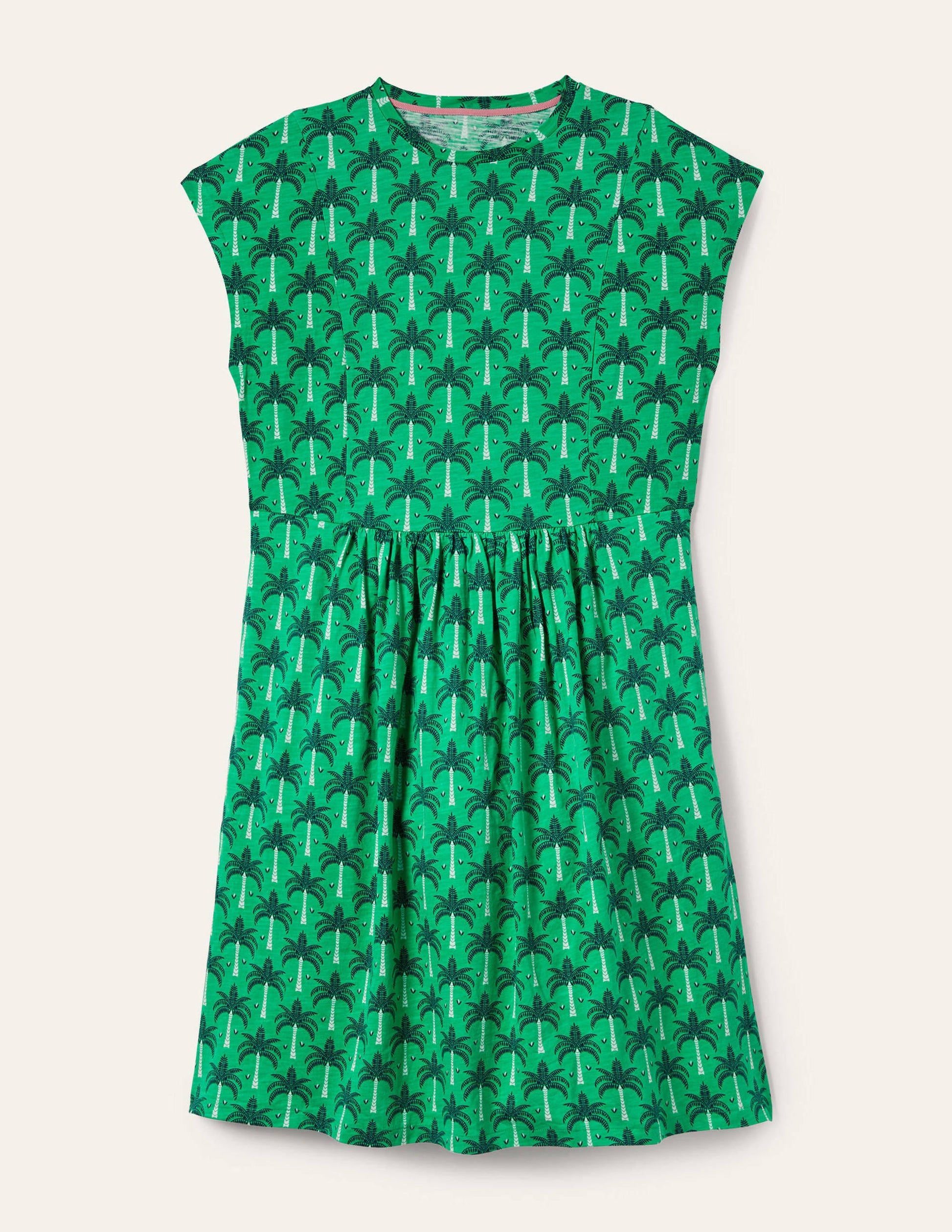 Jersey T-Shirt Dress-Green Lagoon, Paradise Palm-5