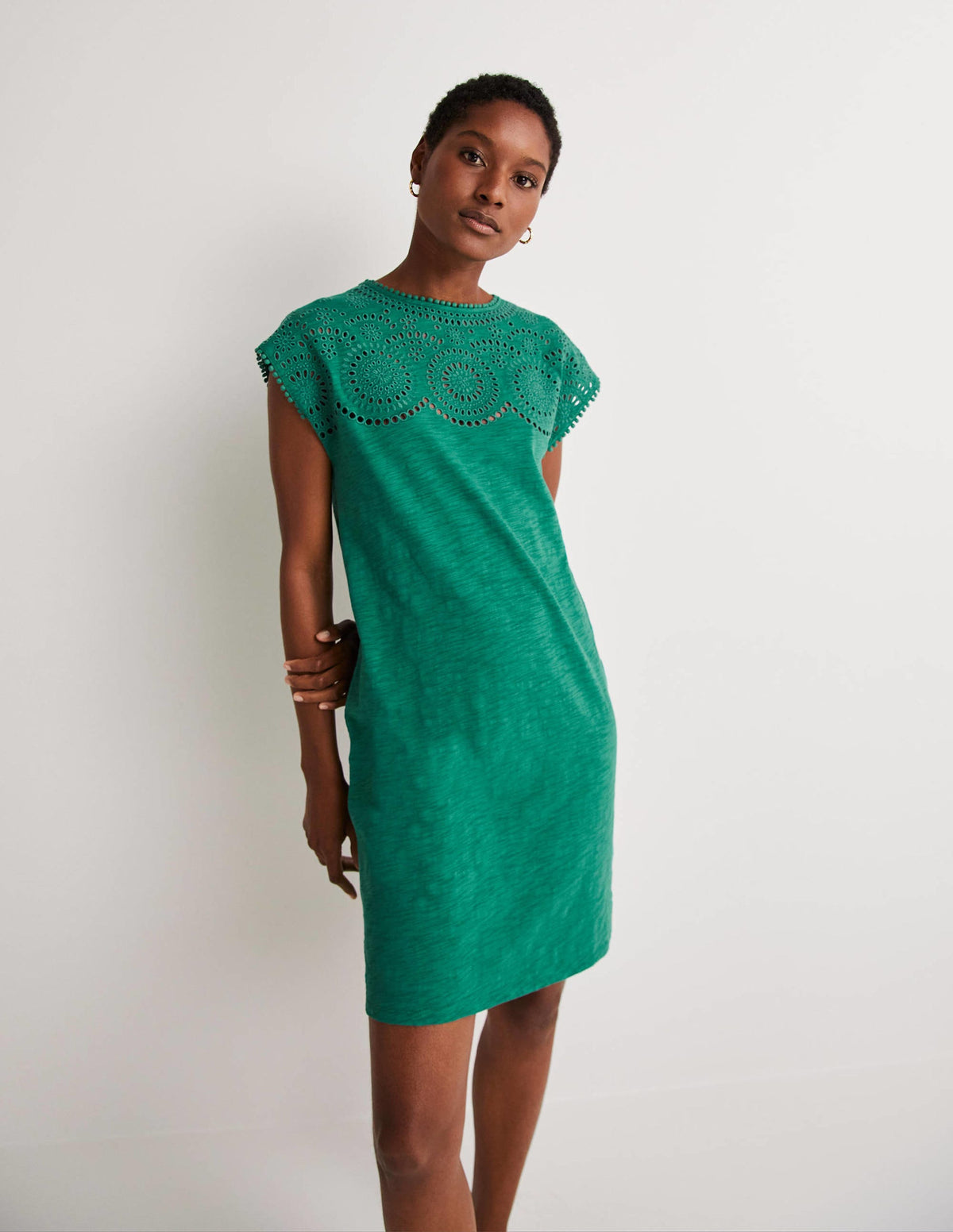 Cutwork Jersey T-shirt Dress-Shady Glade-1