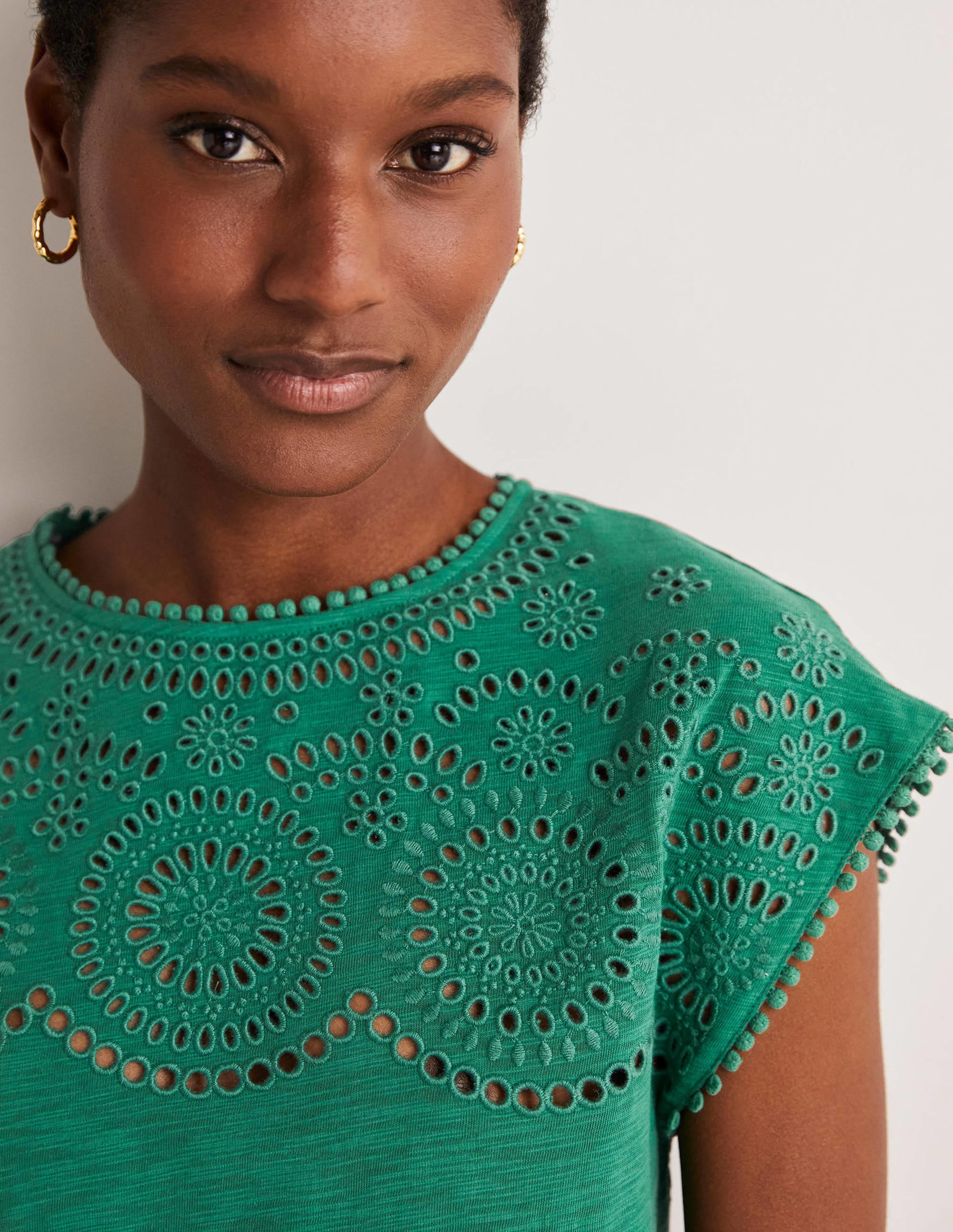Cutwork Jersey T-shirt Dress-Shady Glade - Image 2