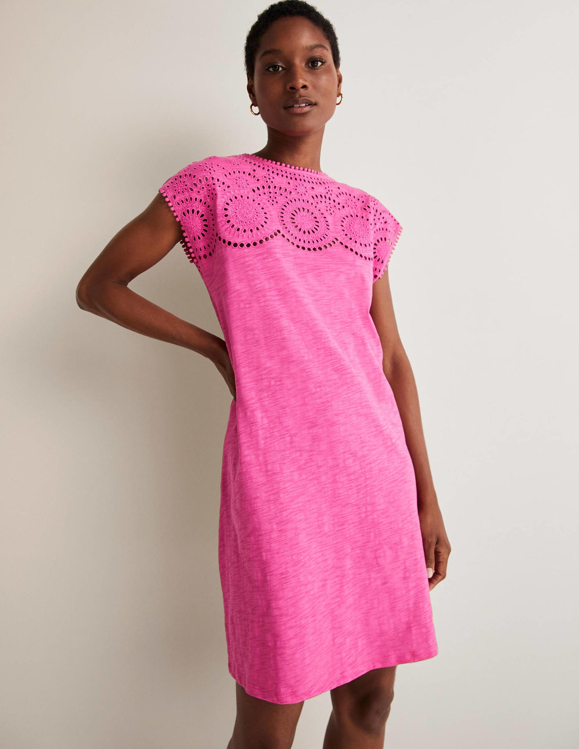 Cutwork Jersey T-shirt Dress-Pop Pansy-1