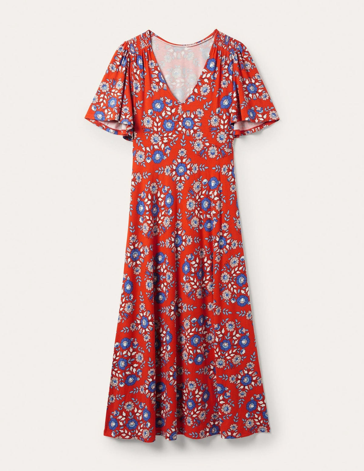 Jersey Midi Tea Dress-Papaya, Wildflower Prairie-6