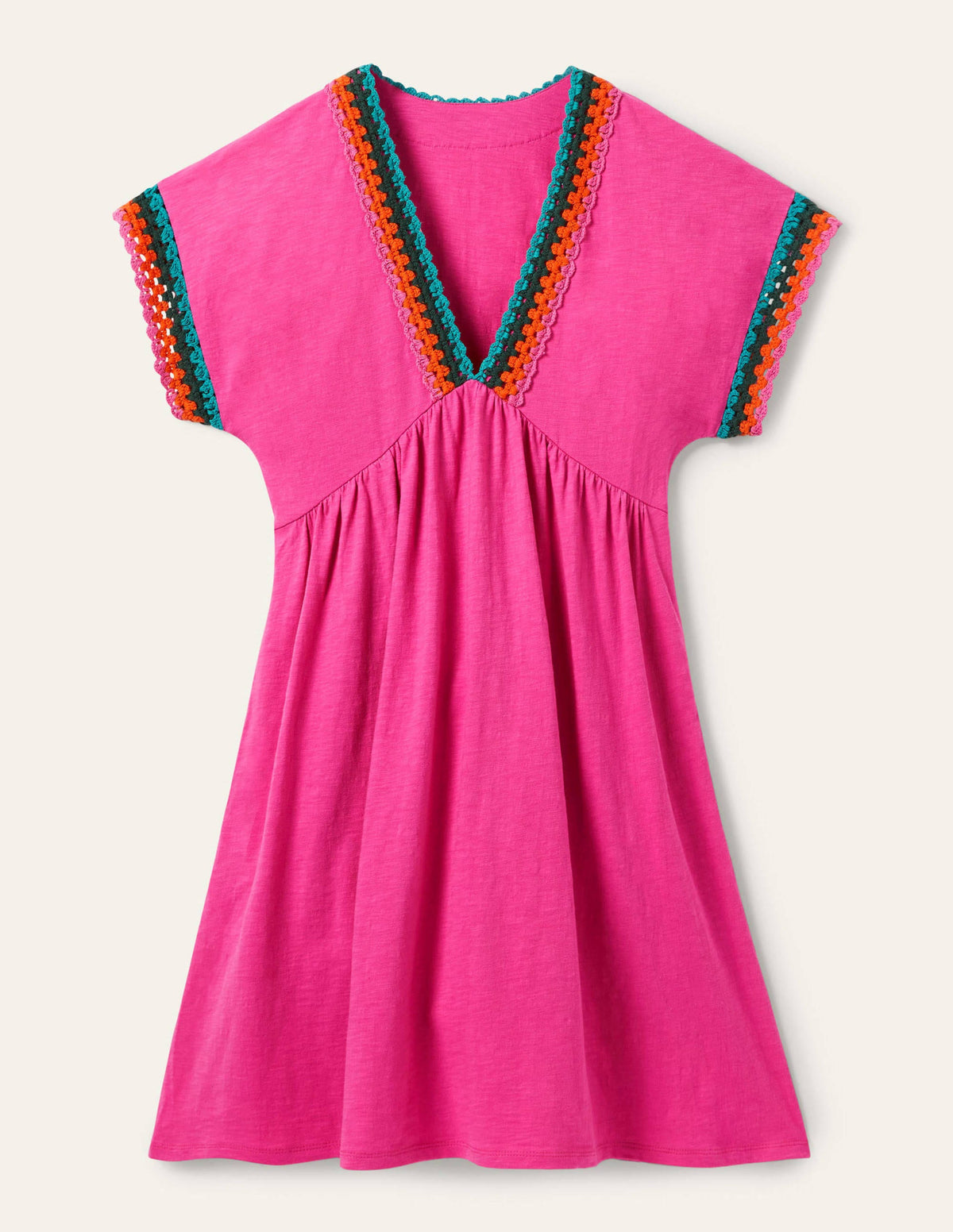 Crochet Trim Jersey Dress-Pop Pansy - Image 6