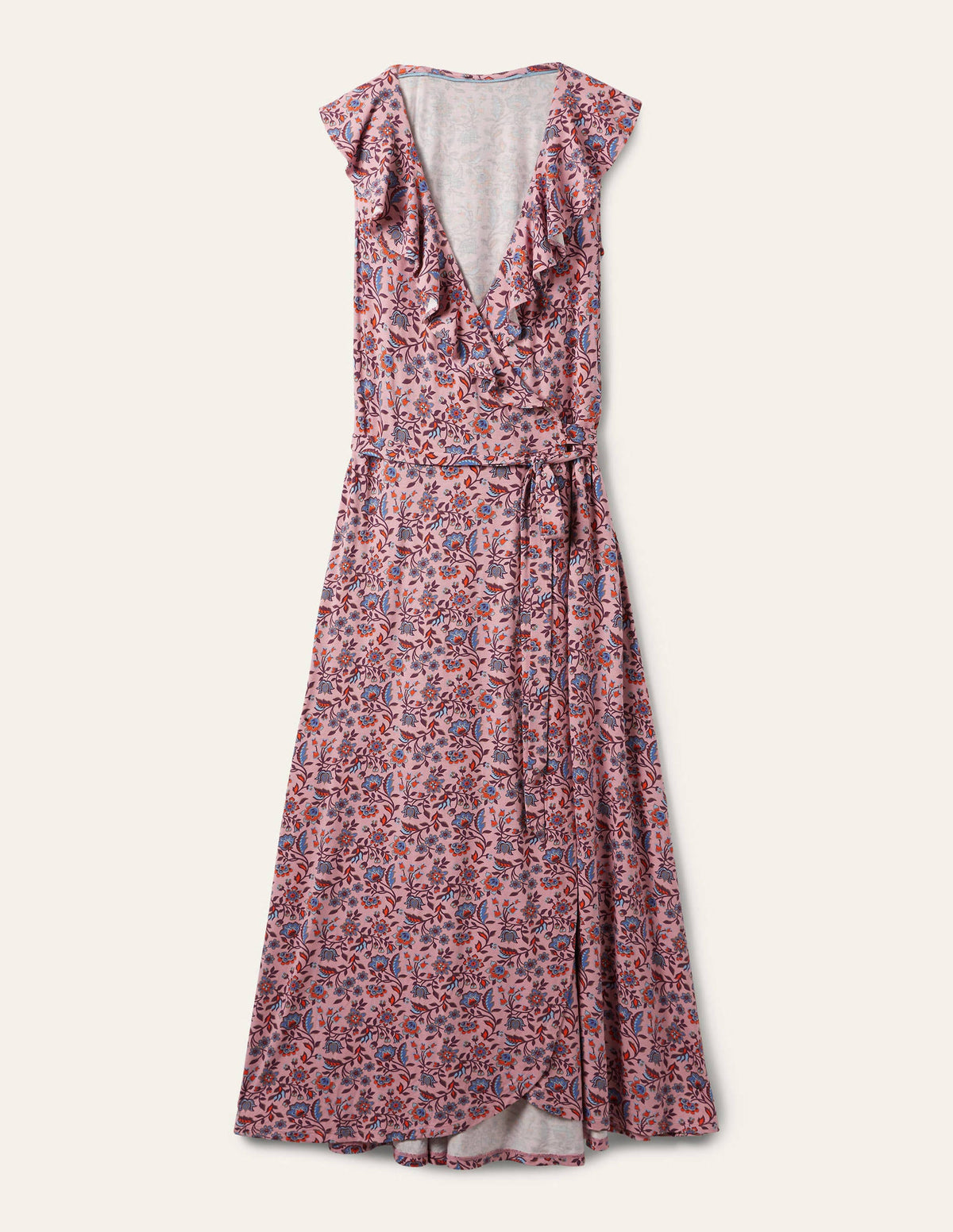 Saskia Wrap Jersey Maxi Dress-Formica Pink, Oriental Meadow-5