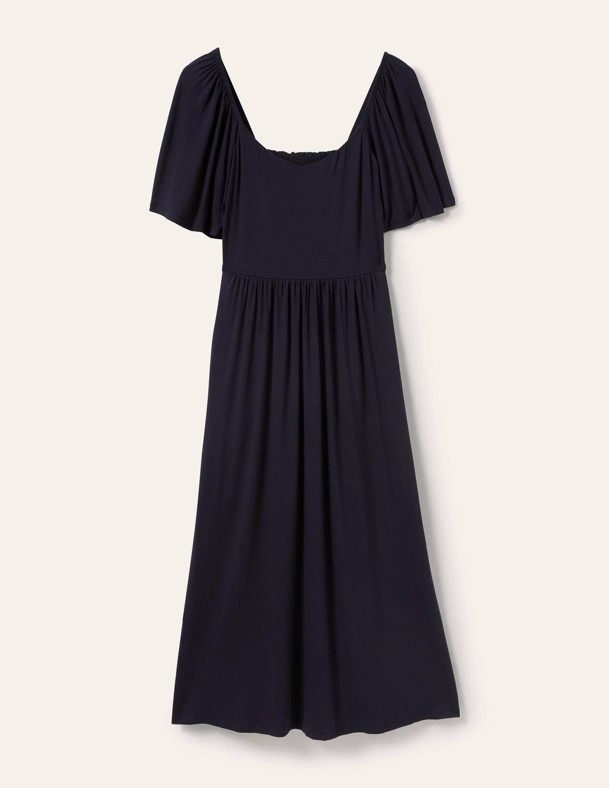 Smock Detail Jersey Maxi Dress-Navy - Image 6