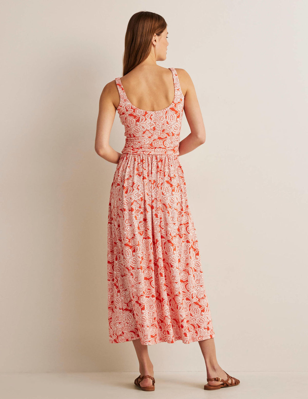 Scoop Neck Jersey Midi Dress-Firecracker, Paisley Bud-8